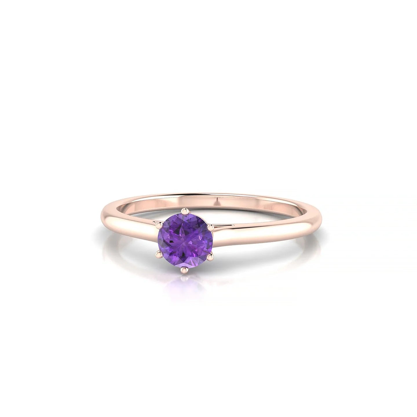 Ember | 18k Rose Gold 4.5 mm Round Amethyst Ring