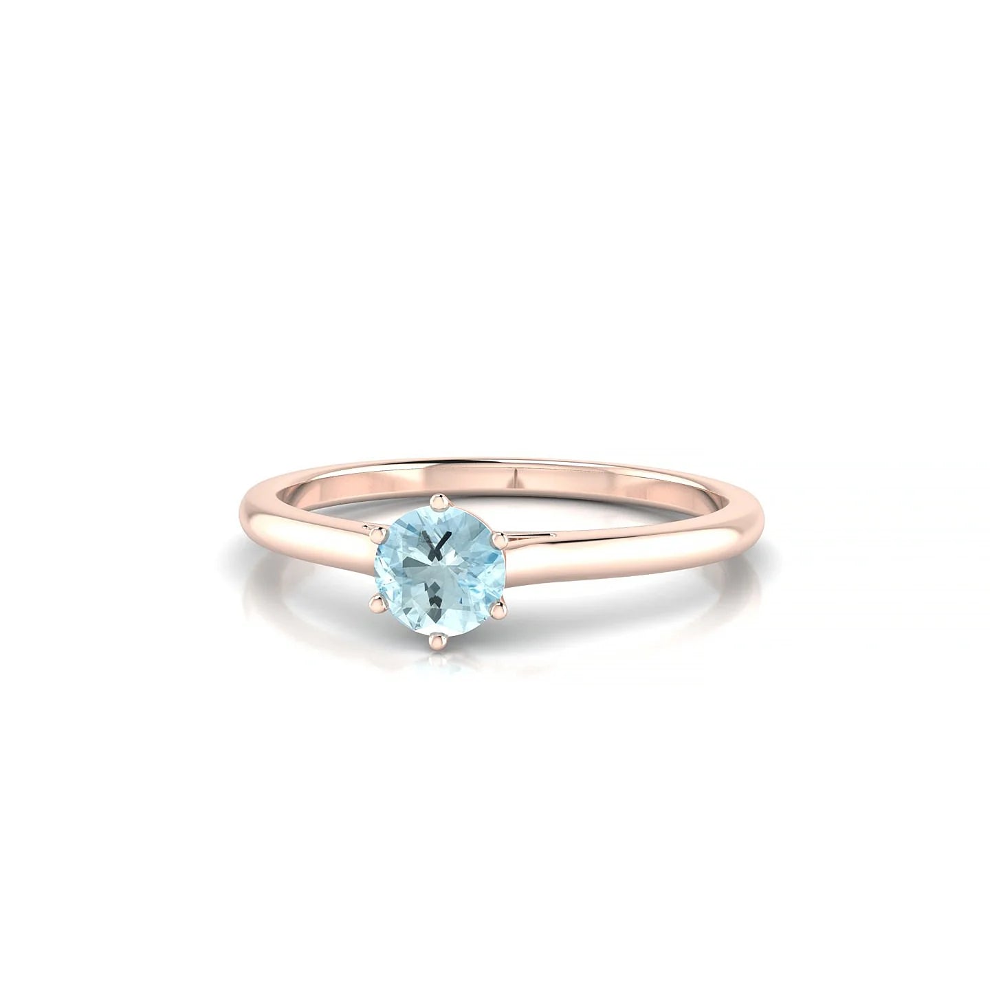 Ember | 18k Rose Gold 4.5 mm Round Aquamarine Ring