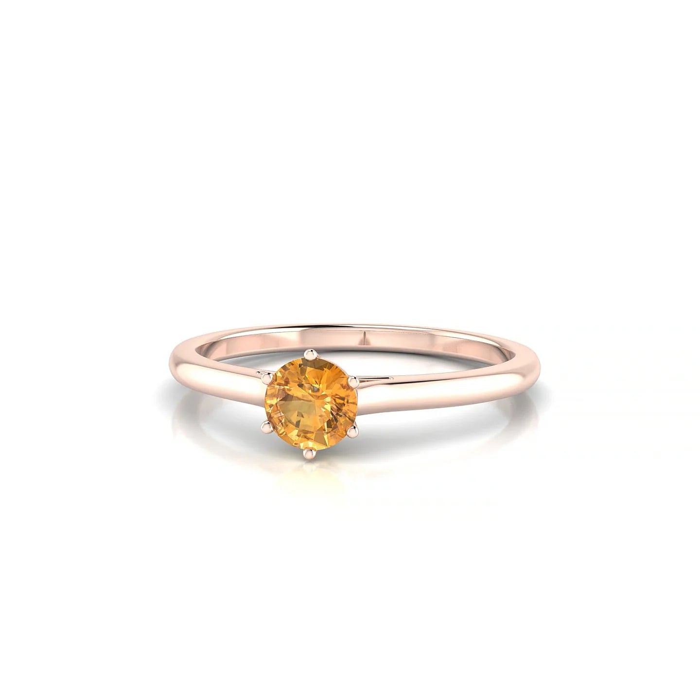 Ember | 18k Rose Gold 4.5 mm Round Citrine Ring