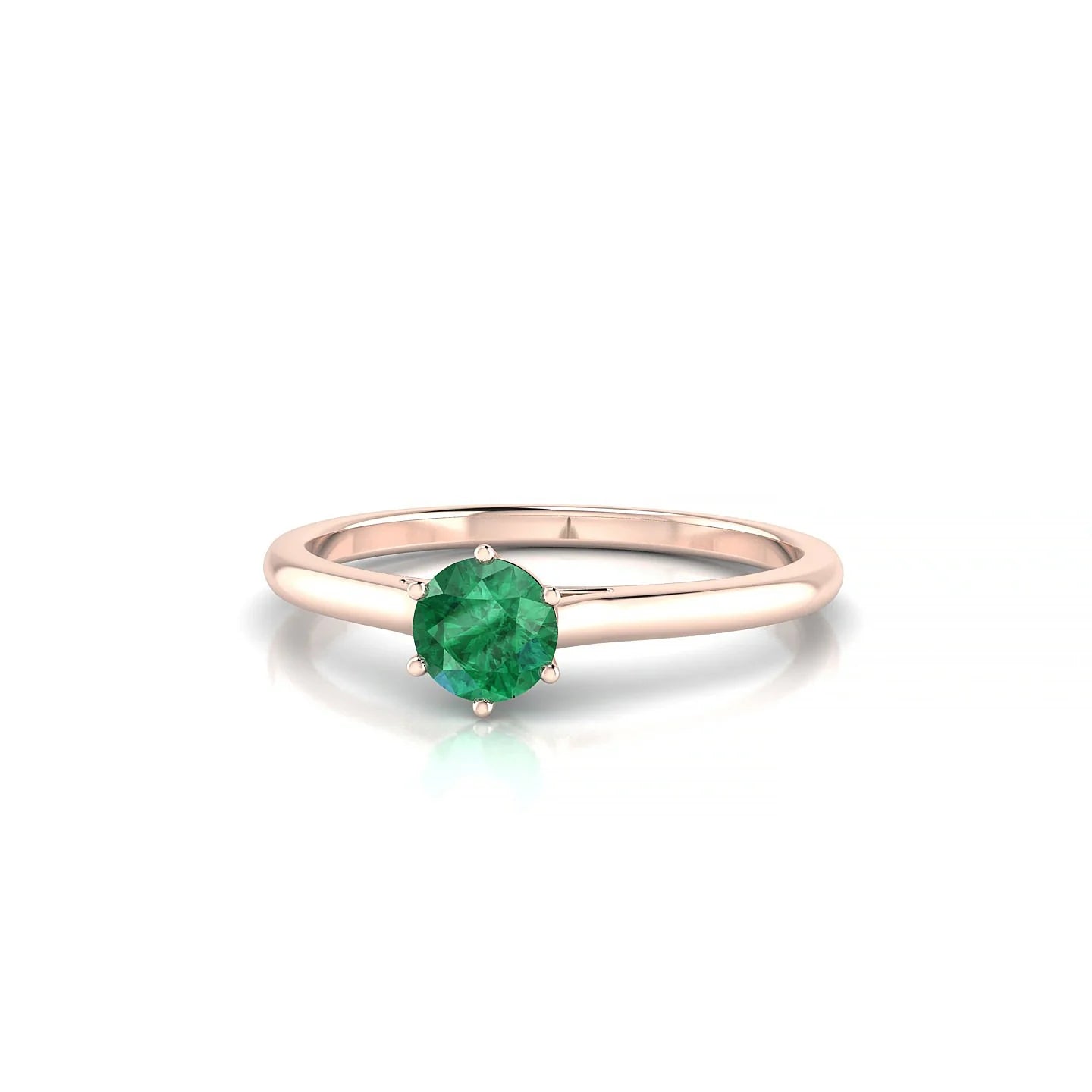 Ember | 18k Rose Gold 4.5 mm Round Emerald Ring