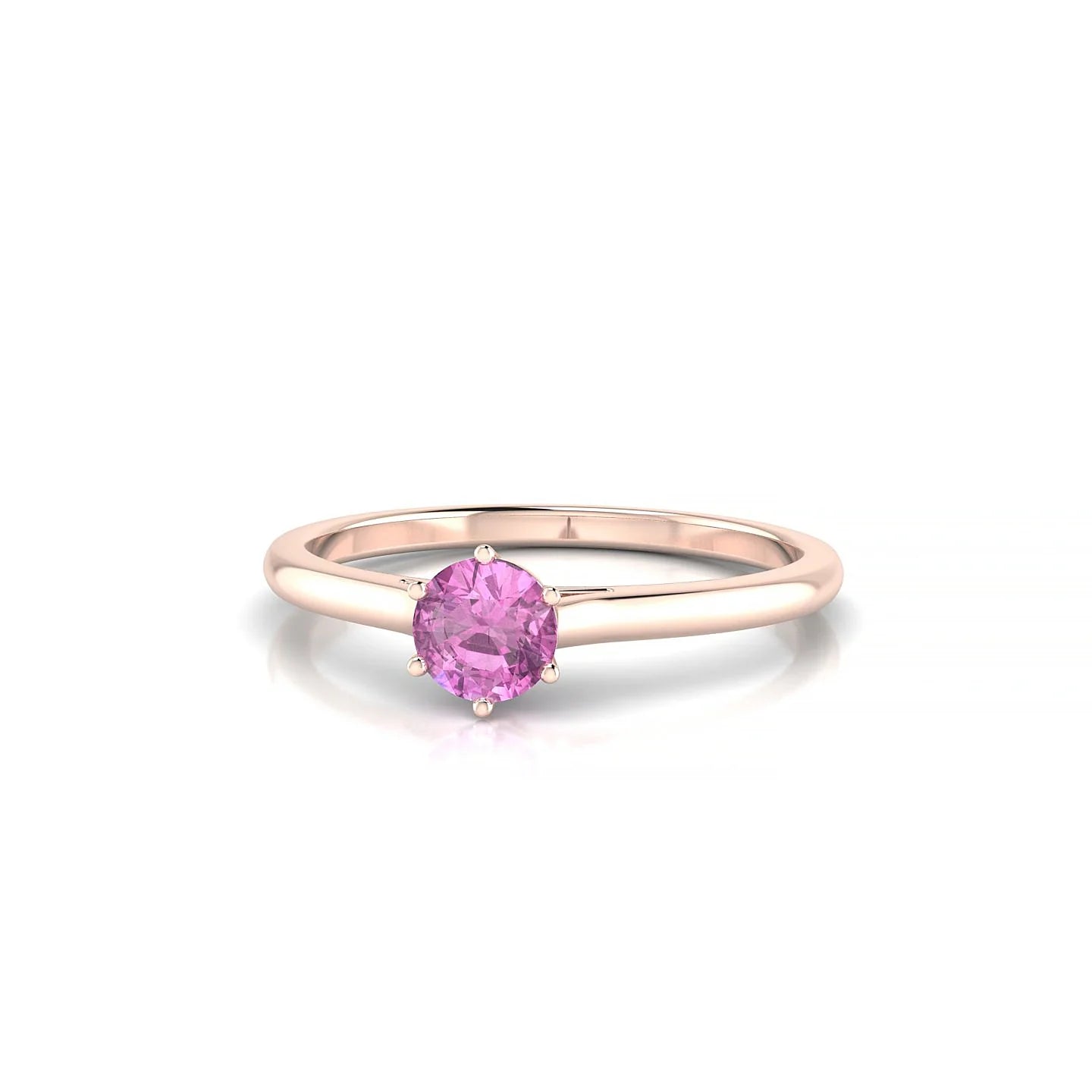 Ember | 18k Rose Gold 4.5 mm Round Pink Sapphire Ring