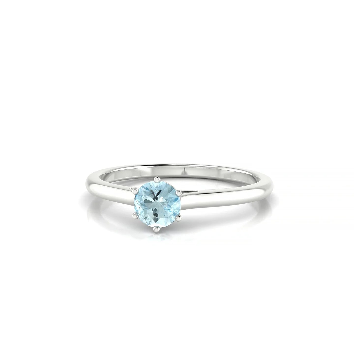 Ember | 18k White Gold 4.5 mm Round Aquamarine Ring
