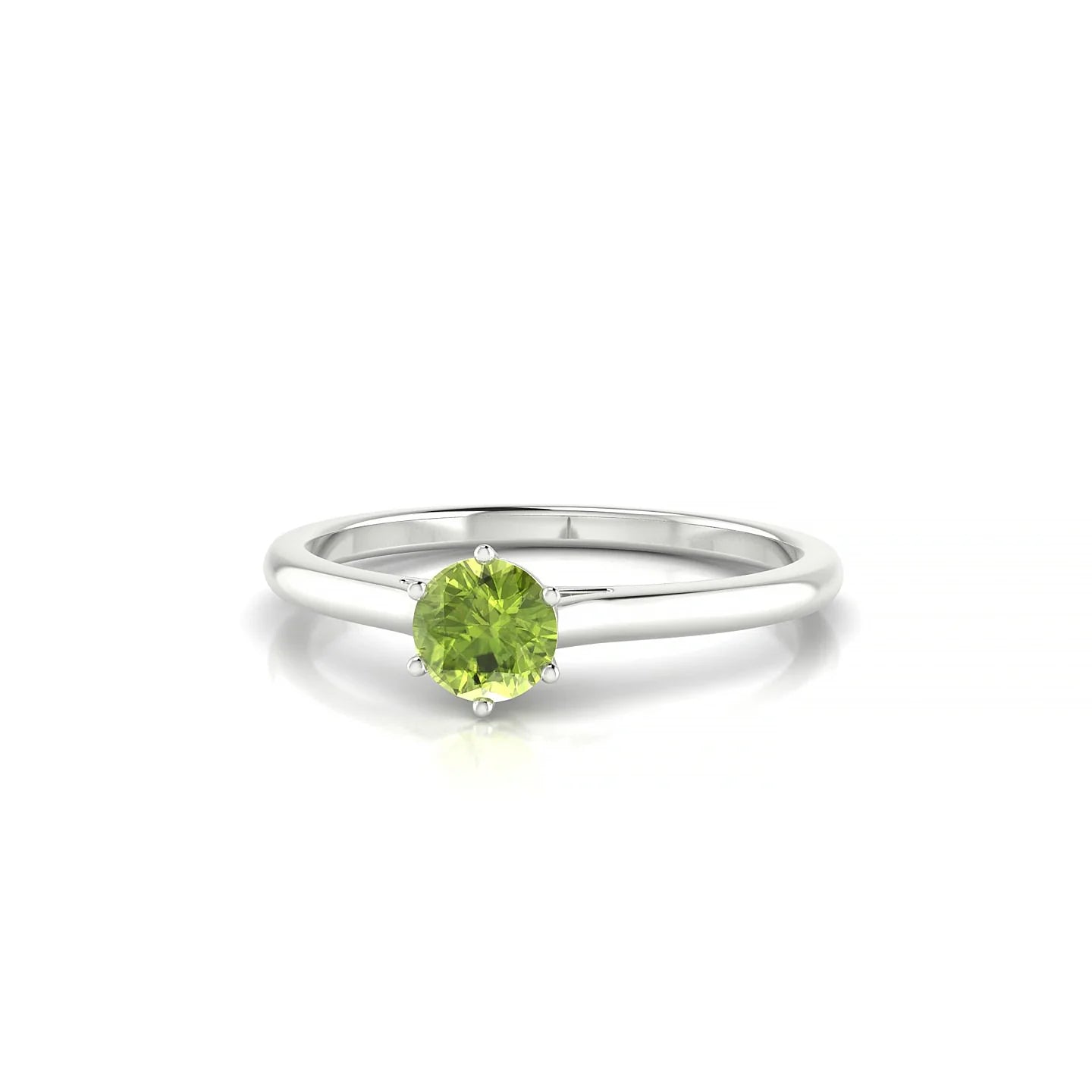 Ember | 18k White Gold 4.5 mm Round Peridot Ring