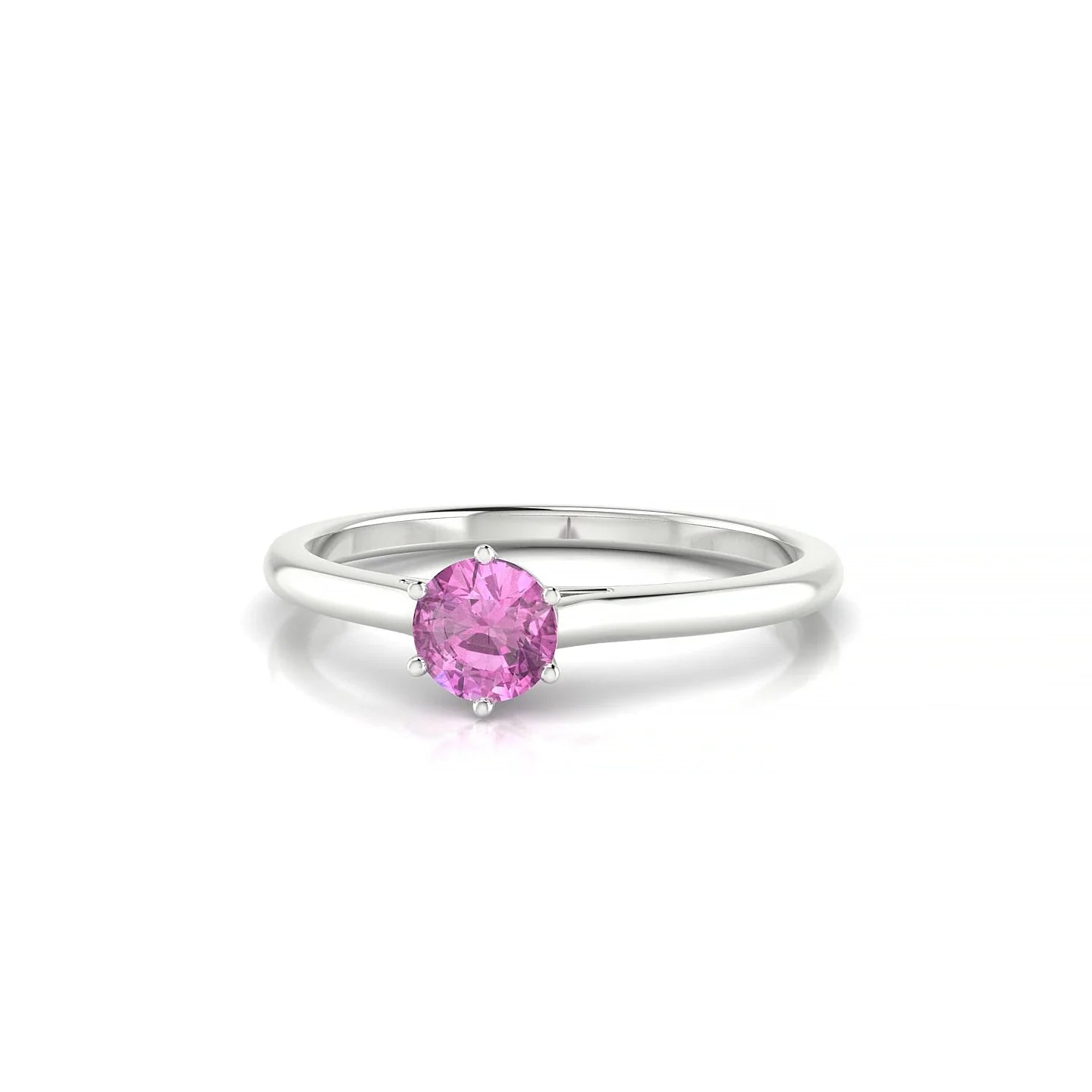 Ember | 18k White Gold 4.5 mm Round Pink Sapphire Ring