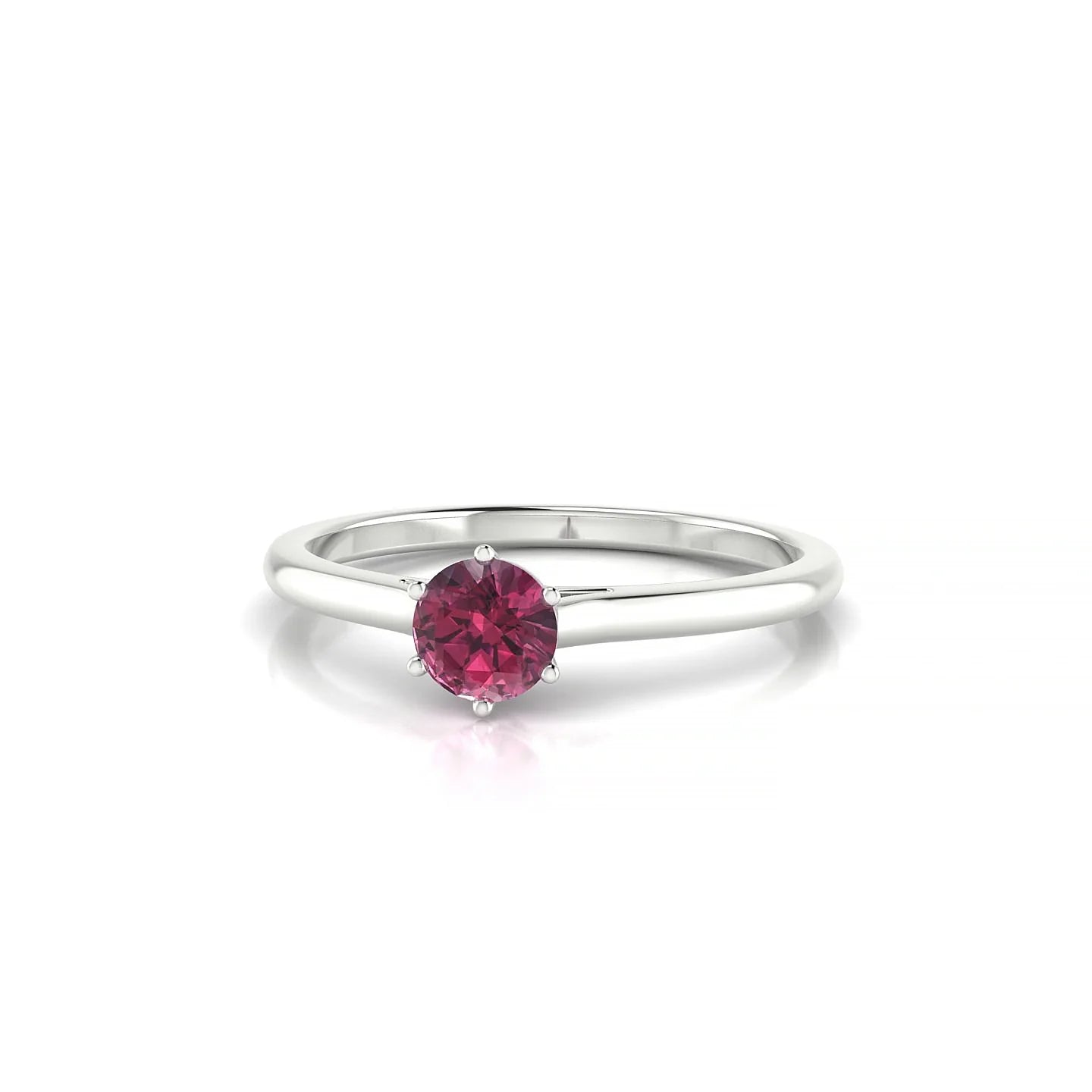 Ember | 18k White Gold 4.5 mm Round Rhodolite Ring