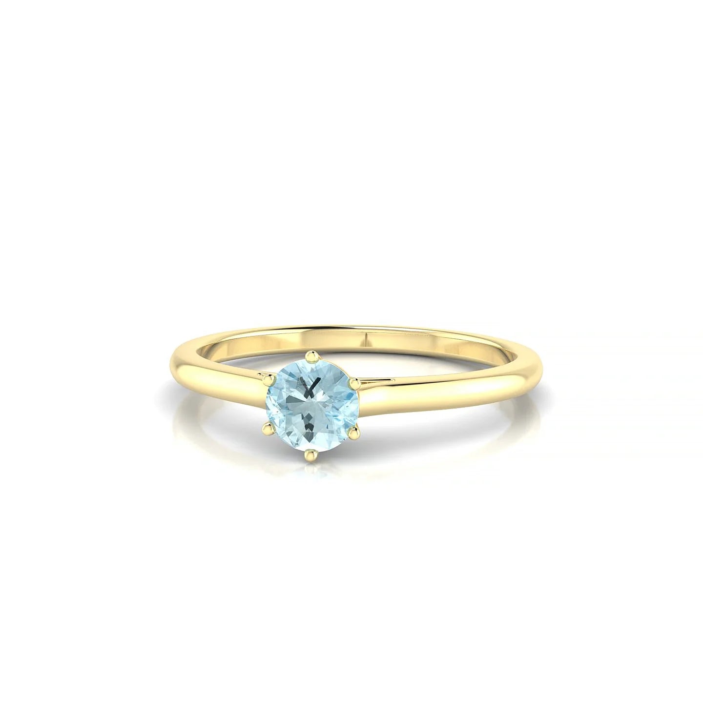 Ember | 18k Yellow Gold 4.5 mm Round Aquamarine Ring