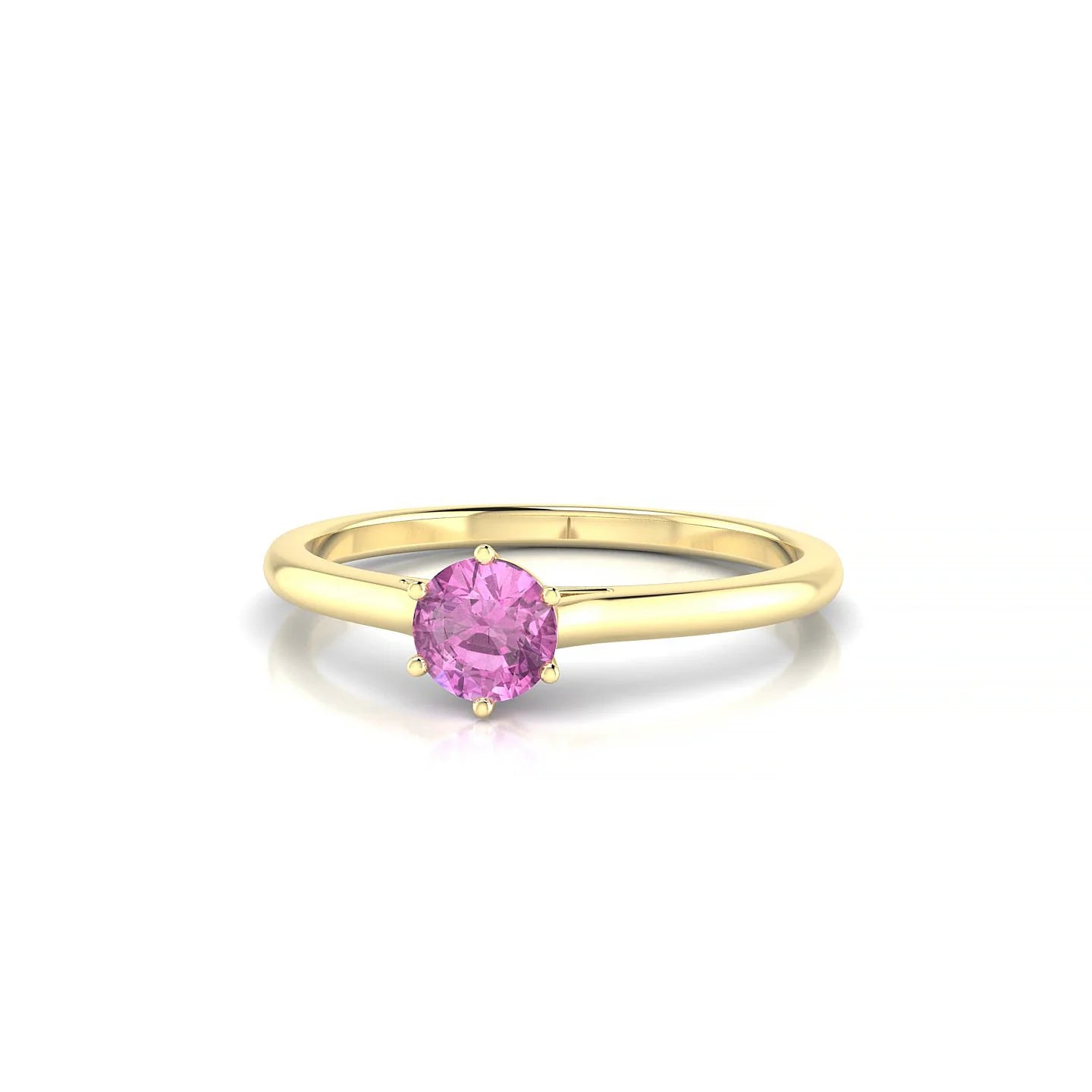 Ember | 18k Yellow Gold 4.5 mm Round Pink Sapphire Ring