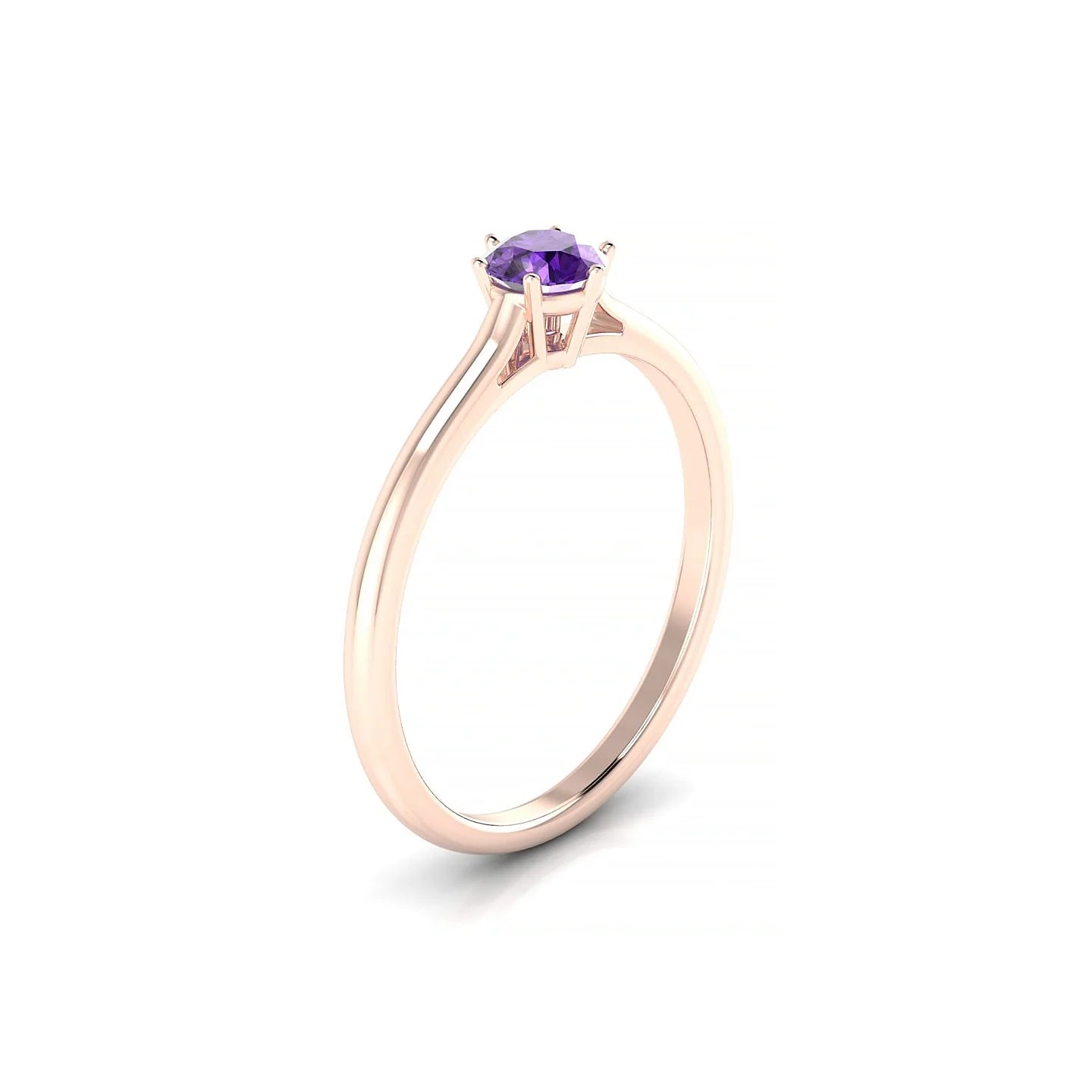 Ember | 18k Rose Gold 4.5 mm Round Amethyst Ring