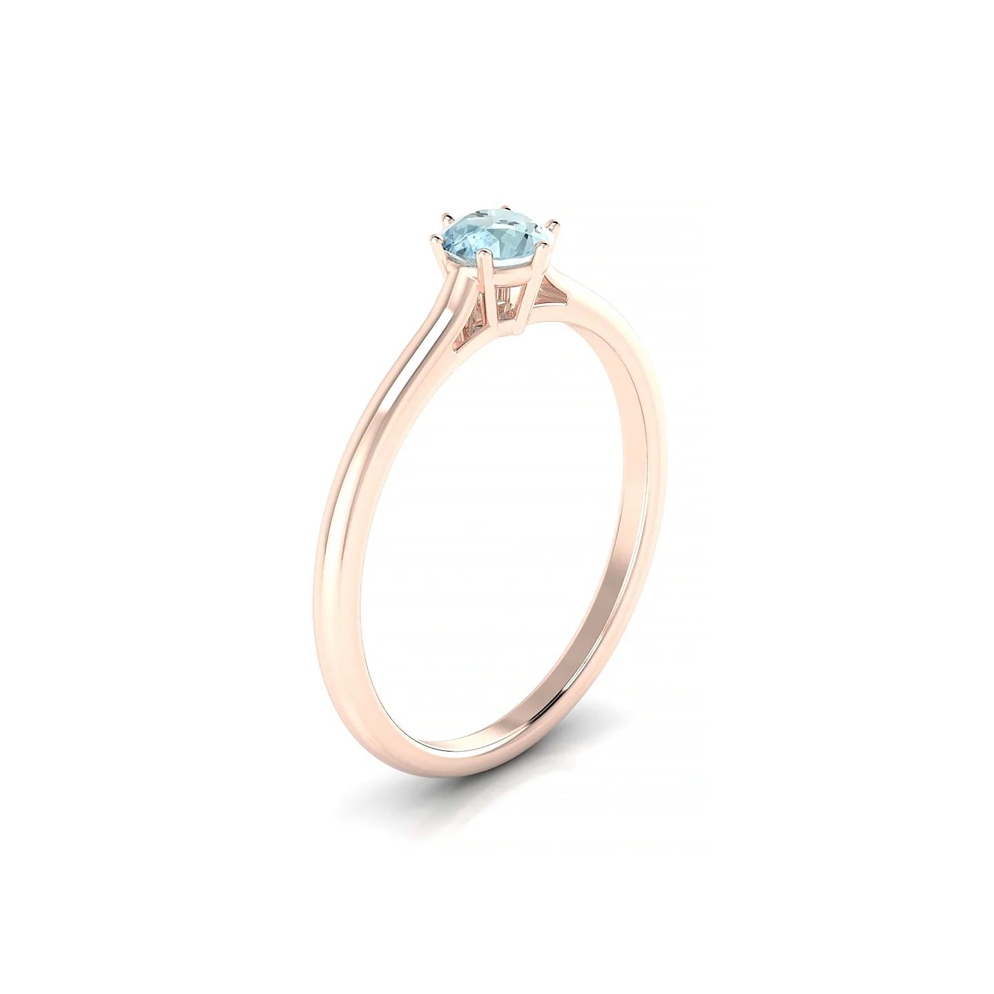 Ember | 18k Rose Gold 4.5 mm Round Aquamarine Ring