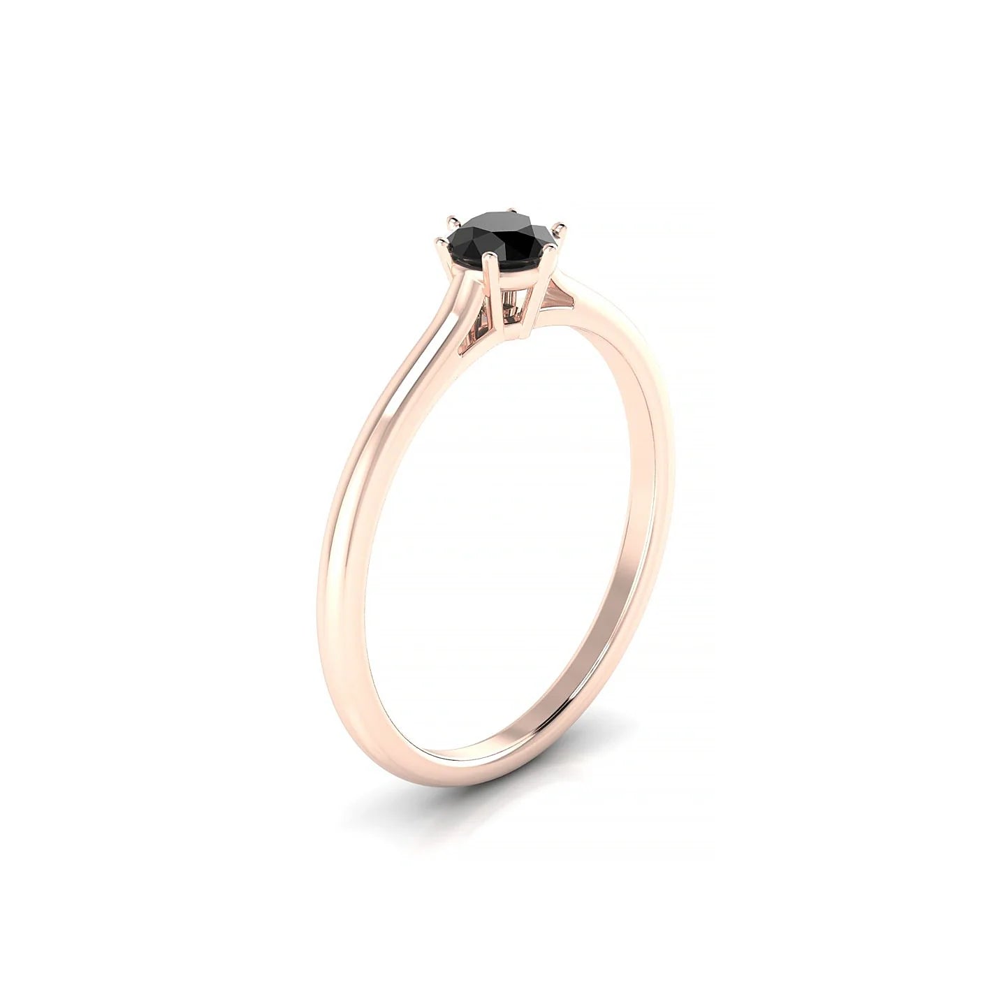 Ember | 18k Rose Gold 4.5 mm Round Black Diamond Ring
