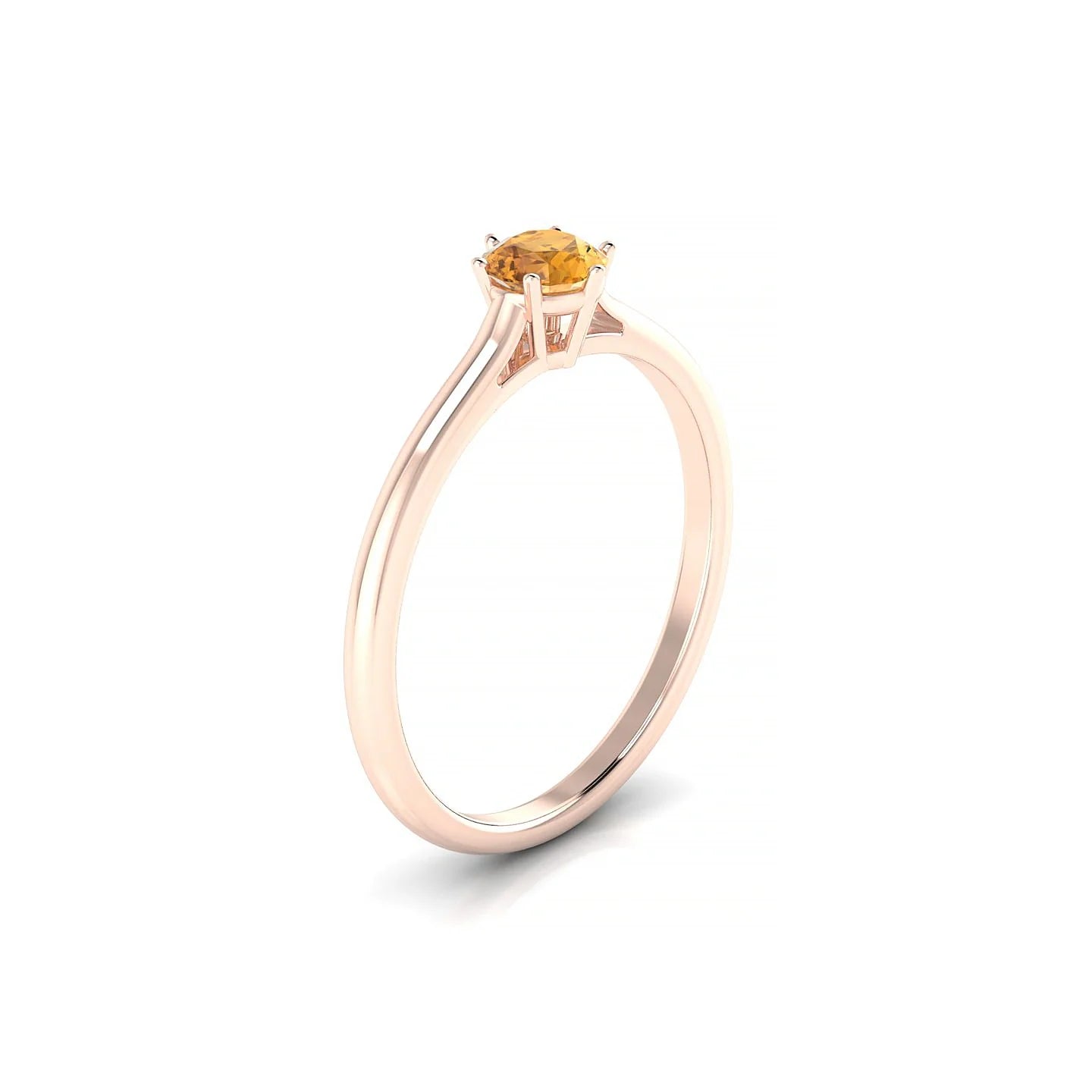 Ember | 18k Rose Gold 4.5 mm Round Citrine Ring