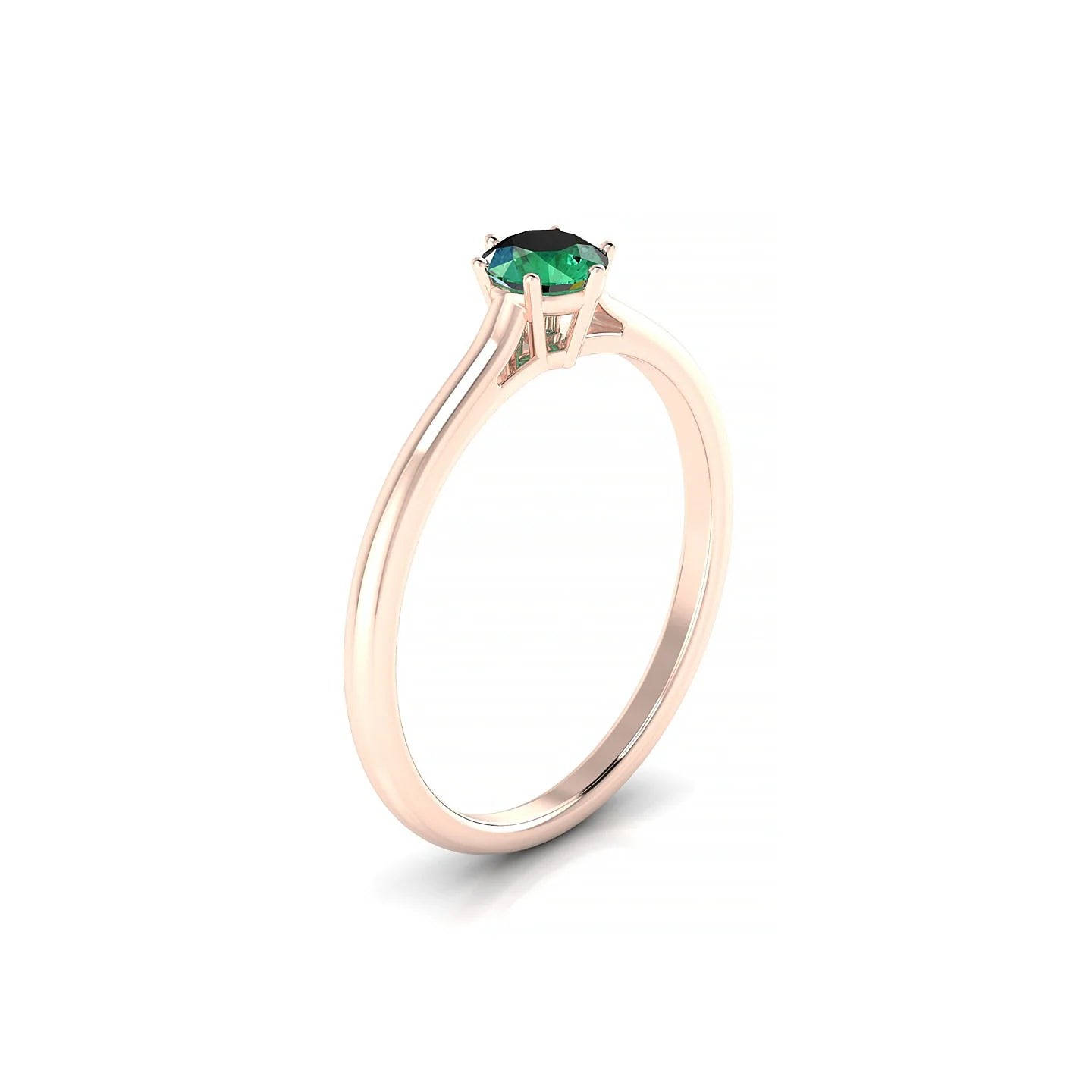 Ember | 18k Rose Gold 4.5 mm Round Emerald Ring