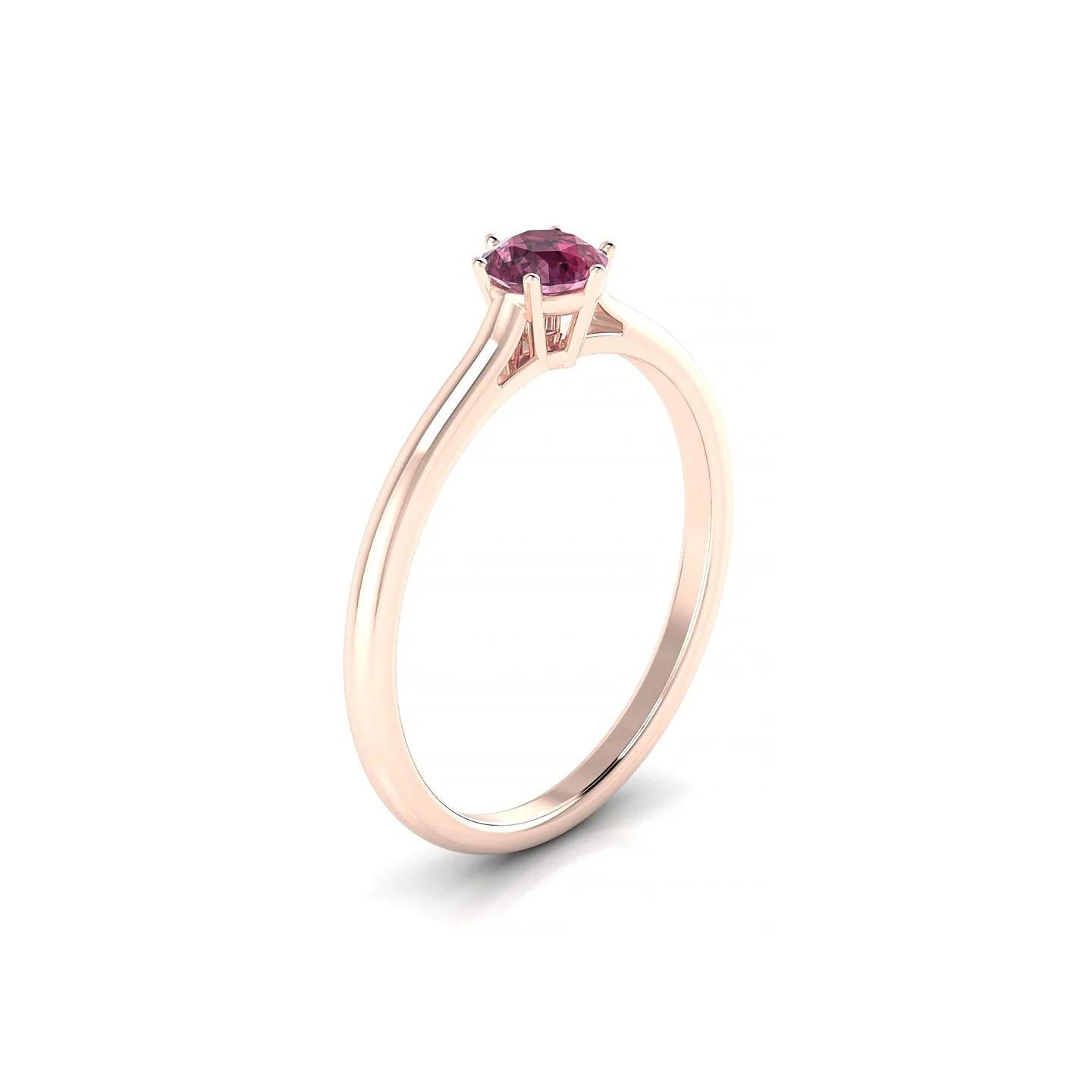 Ember | 18k Rose Gold 4.5 mm Round Rhodolite Ring