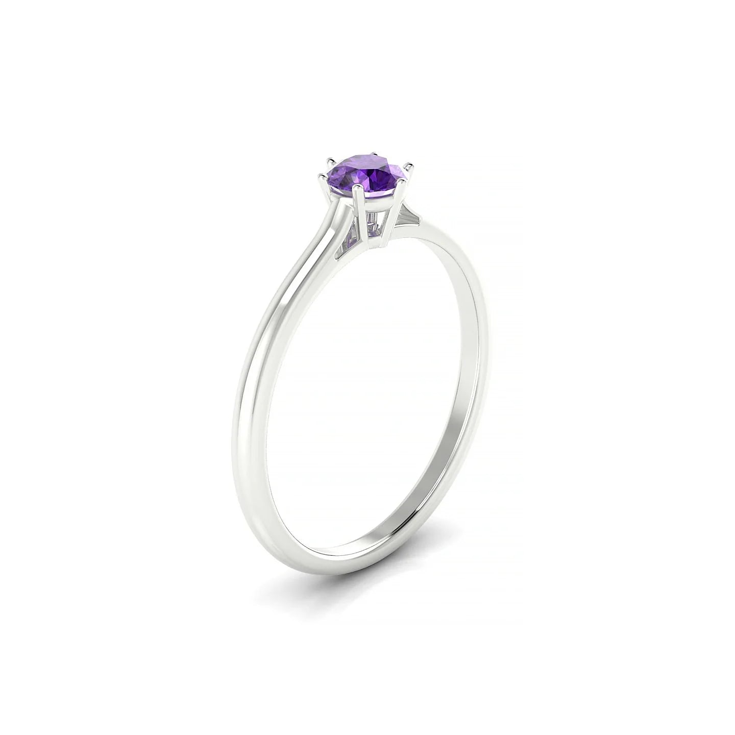 Ember | 18k White Gold 4.5 mm Round Amethyst Ring