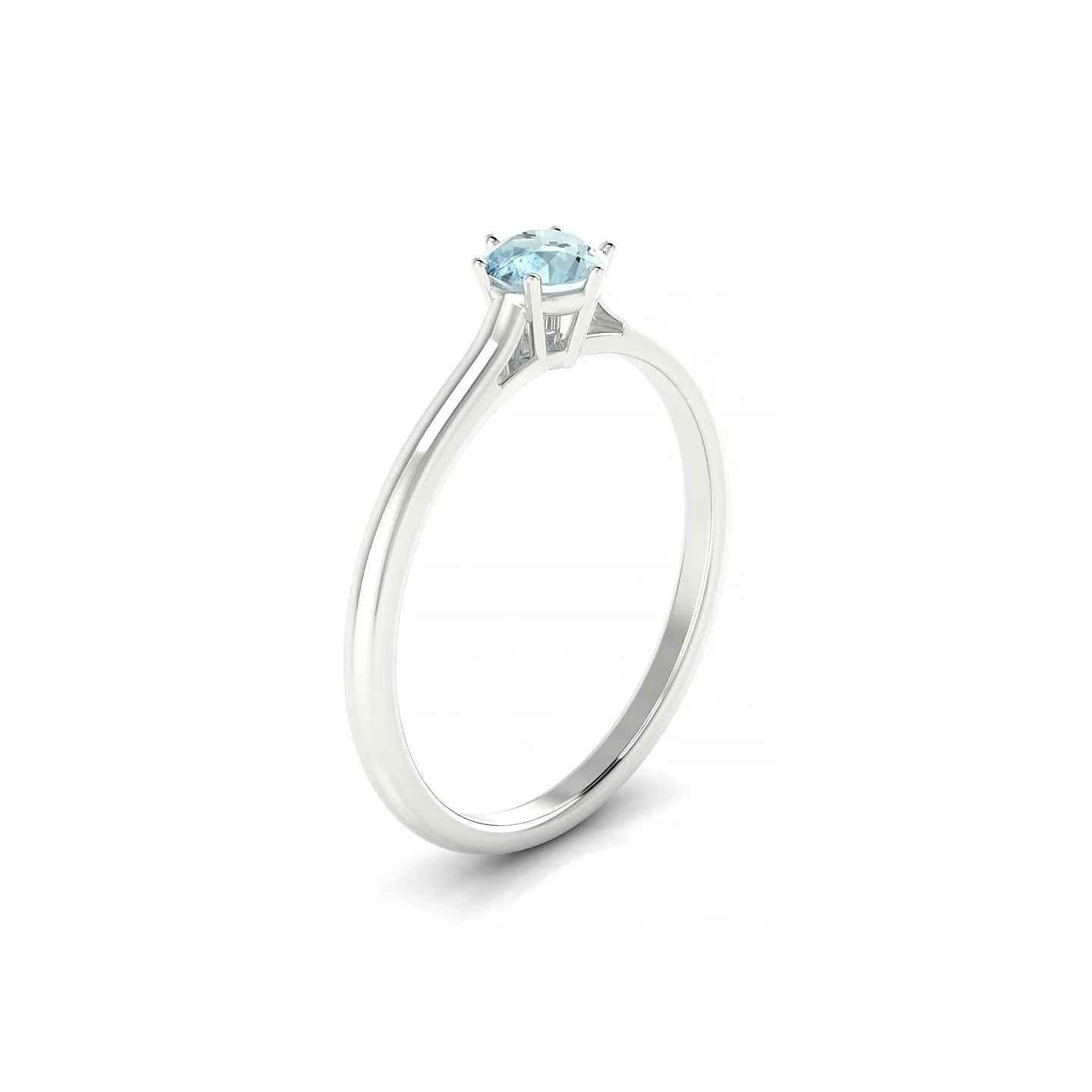Ember | 18k White Gold 4.5 mm Round Aquamarine Ring
