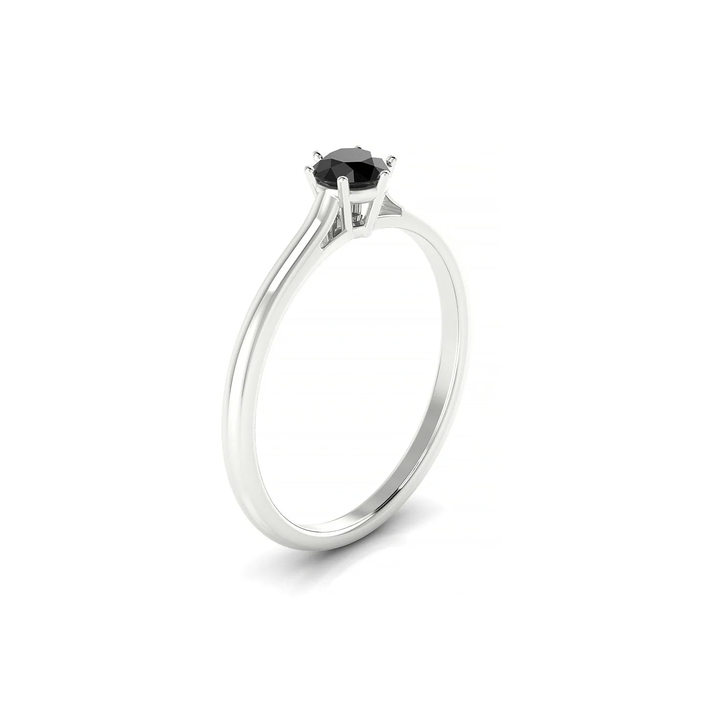 Ember | 18k White Gold 4.5 mm Round Black Diamond Ring