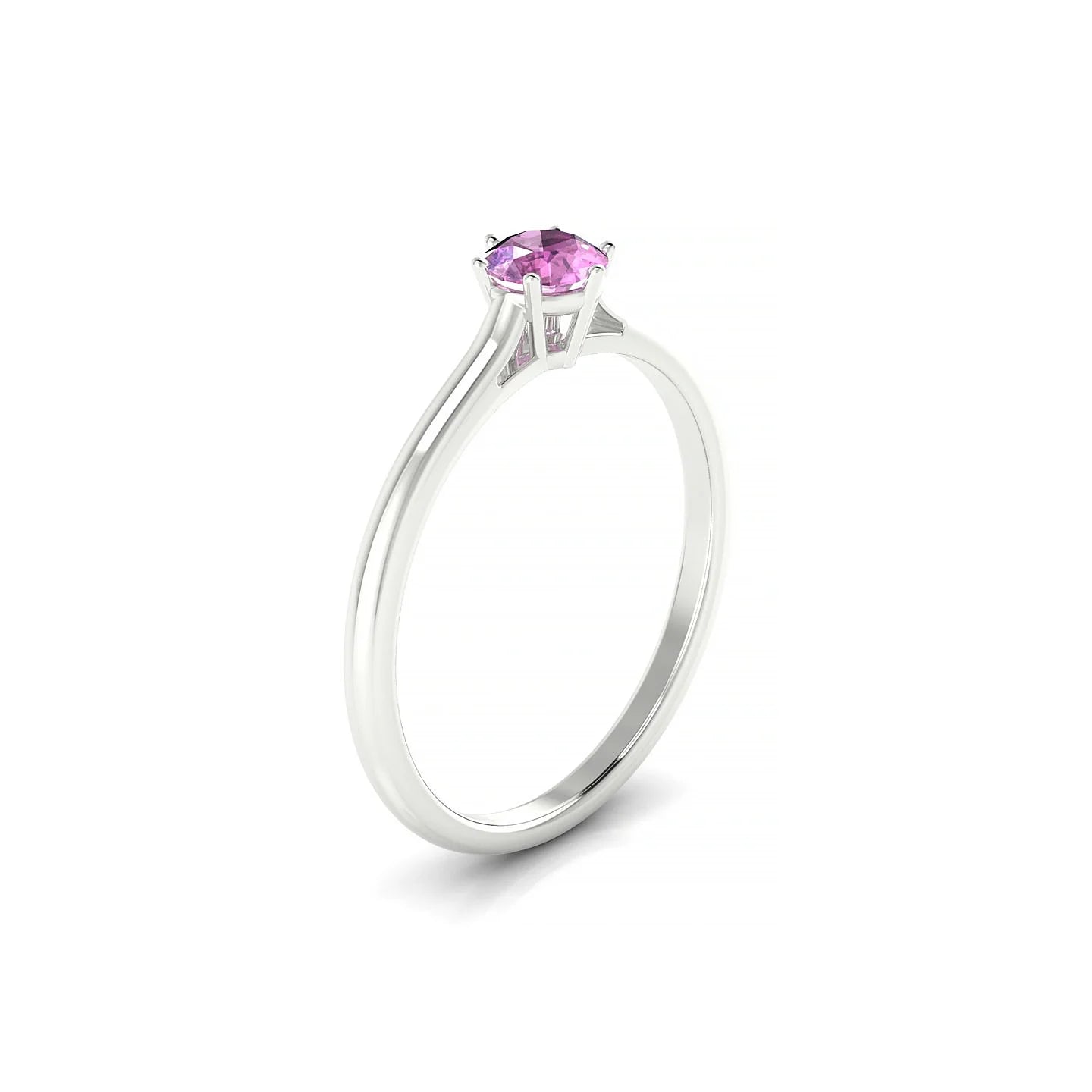 Ember | 18k White Gold 4.5 mm Round Pink Sapphire Ring