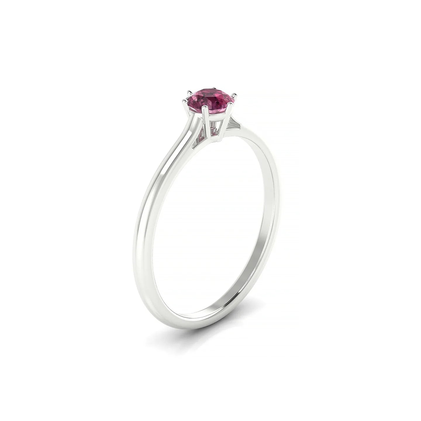 Ember | 18k White Gold 4.5 mm Round Rhodolite Ring