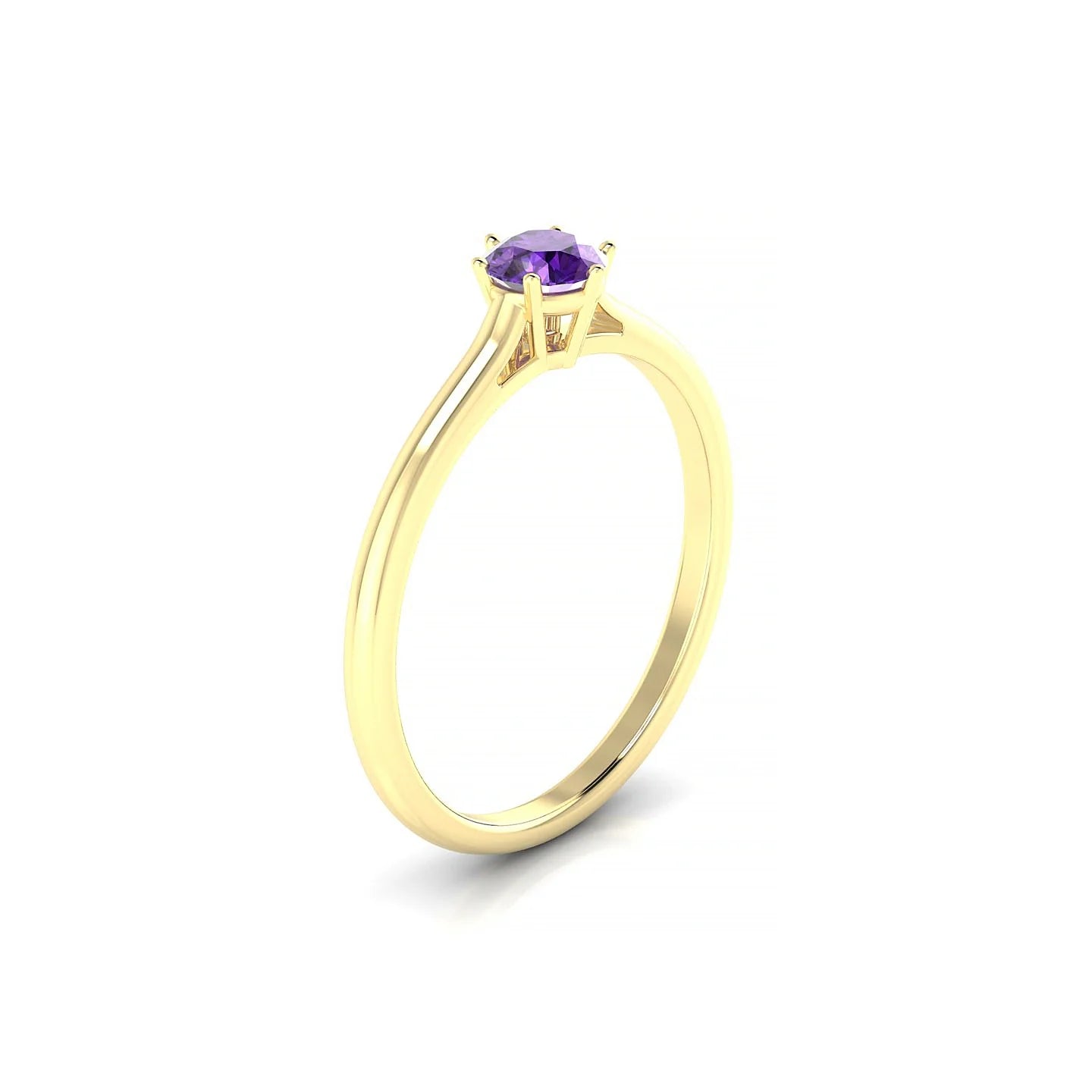 Ember | 18k Yellow Gold 4.5 mm Round Amethyst Ring