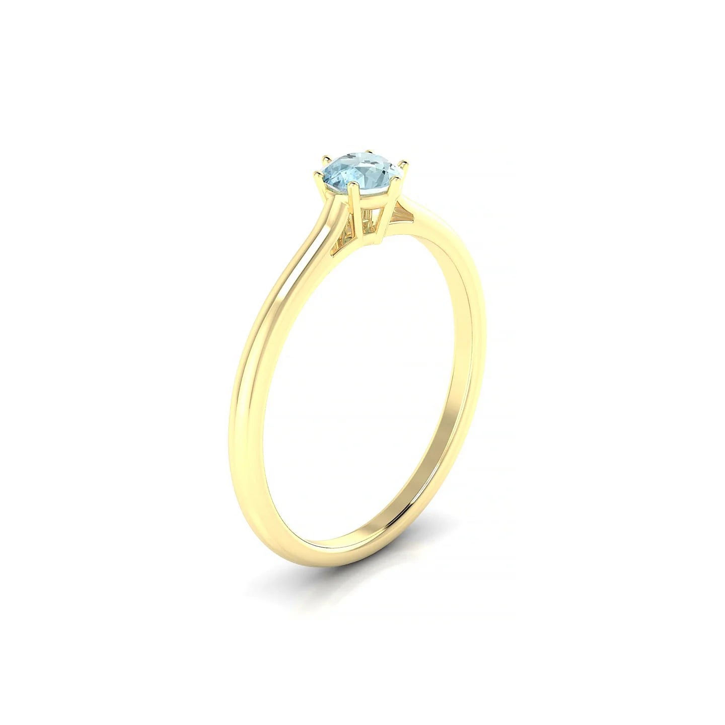 Ember | 18k Yellow Gold 4.5 mm Round Aquamarine Ring