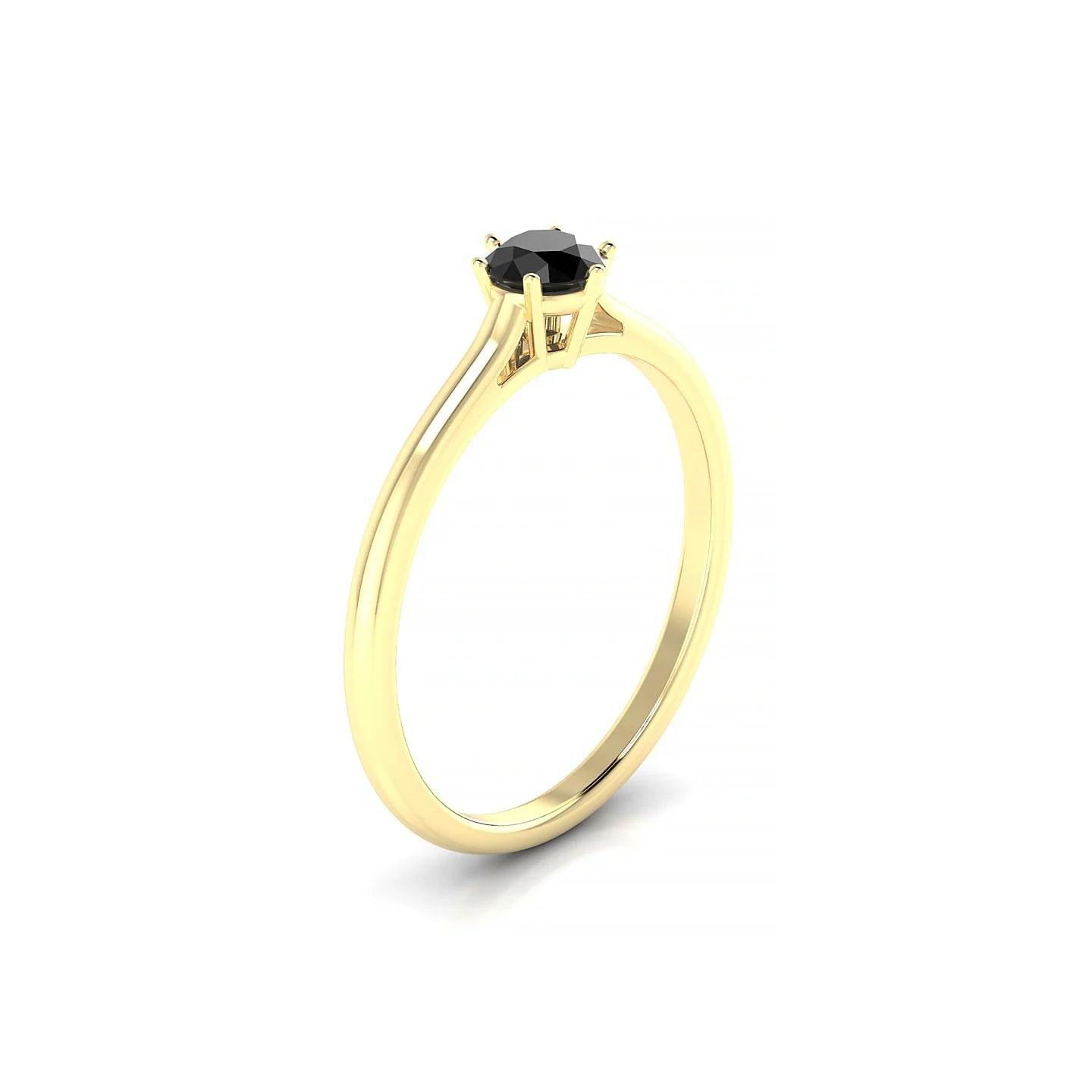 Ember | 18k Yellow Gold 4.5 mm Round Black Diamond Ring