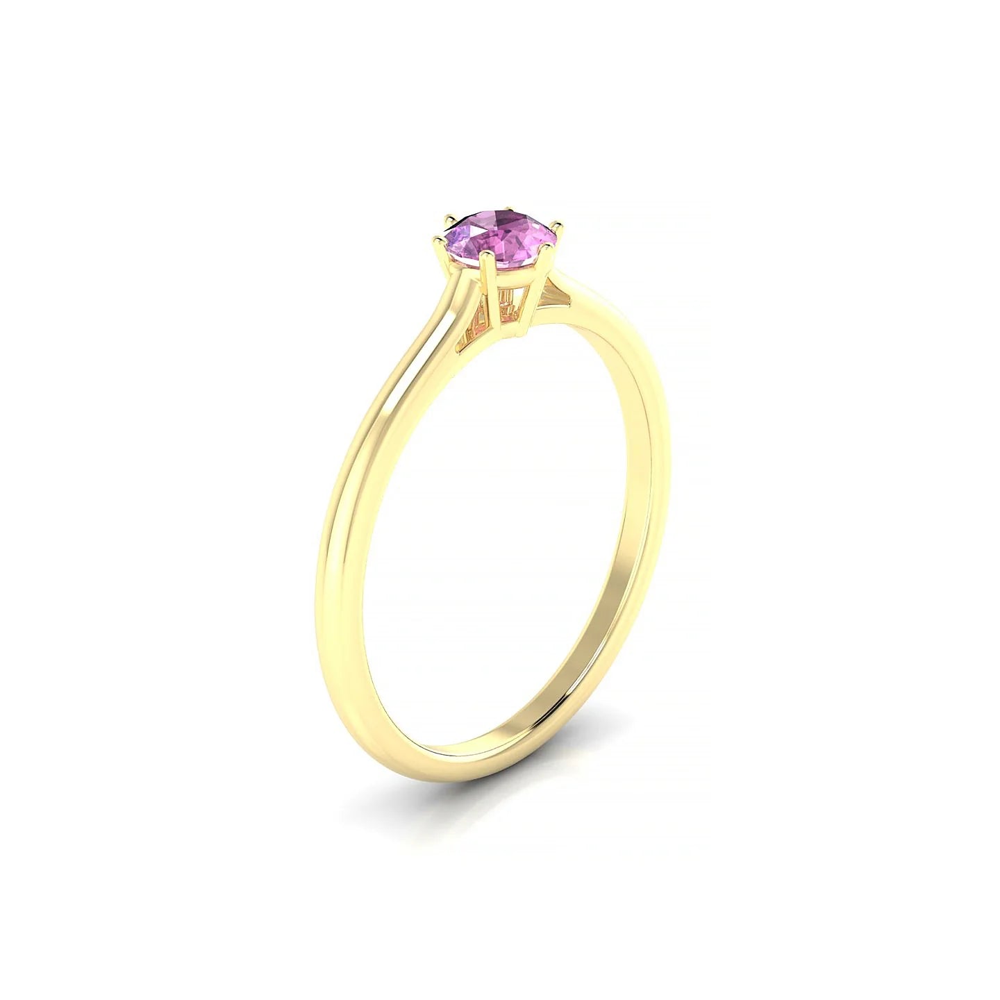 Ember | 18k Yellow Gold 4.5 mm Round Pink Sapphire Ring