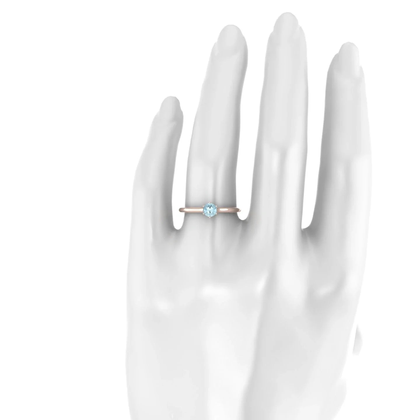 Ember | 18k Rose Gold 4.5 mm Round Aquamarine Ring