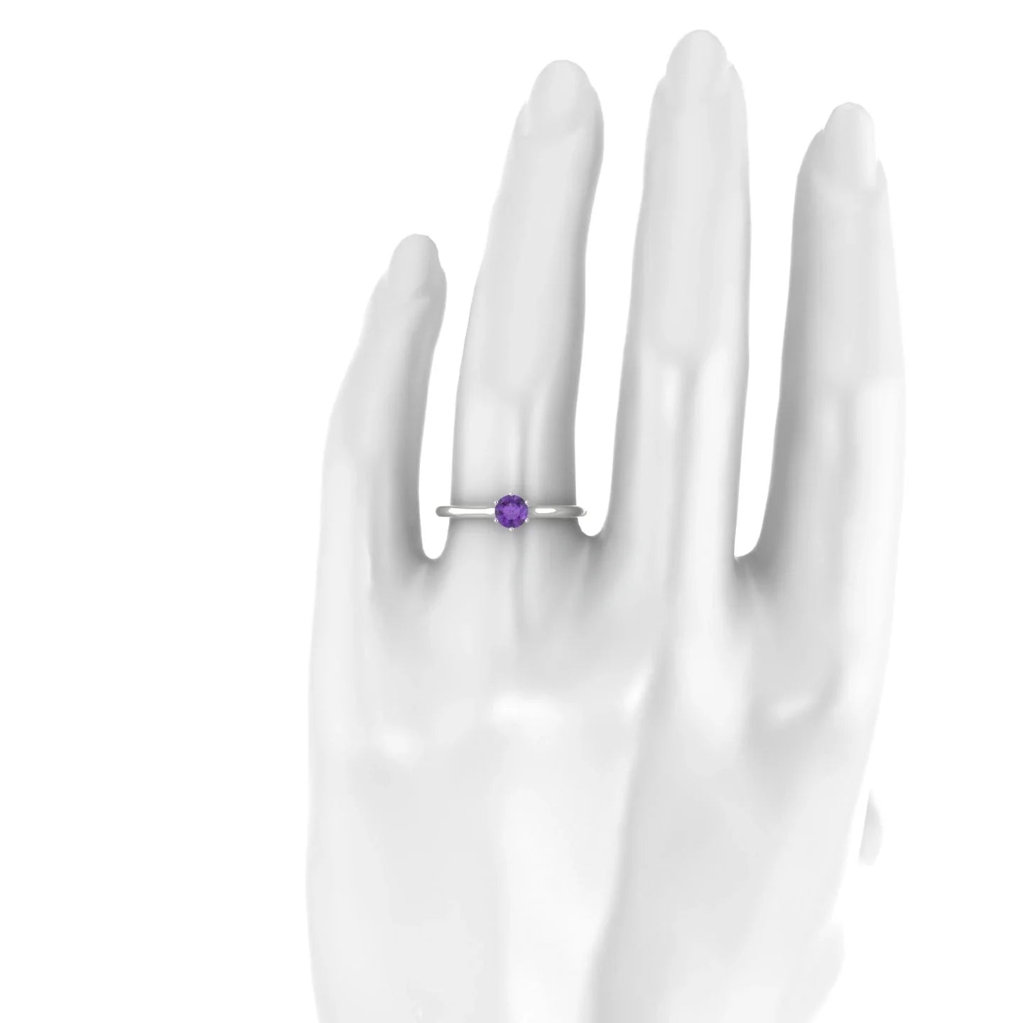 Ember | 18k White Gold 4.5 mm Round Amethyst Ring