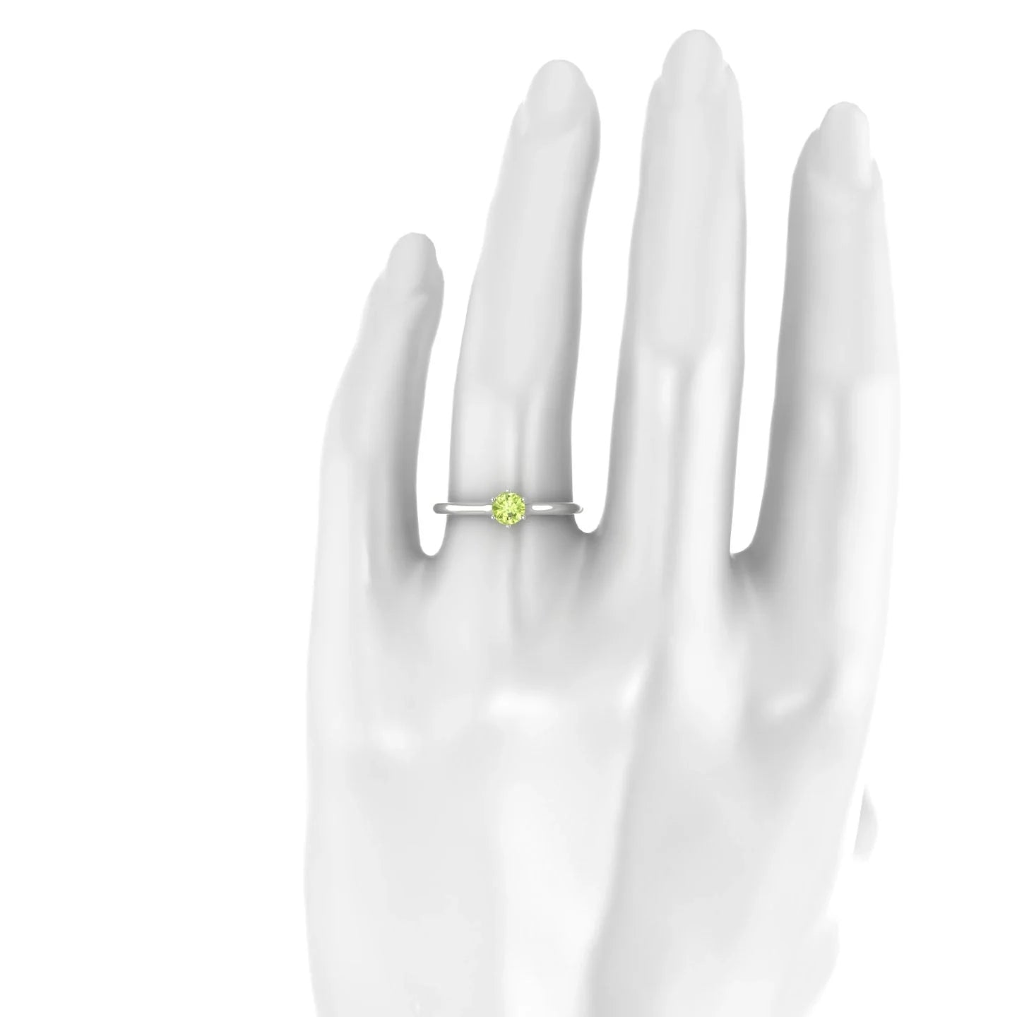 Ember | 18k White Gold 4.5 mm Round Peridot Ring