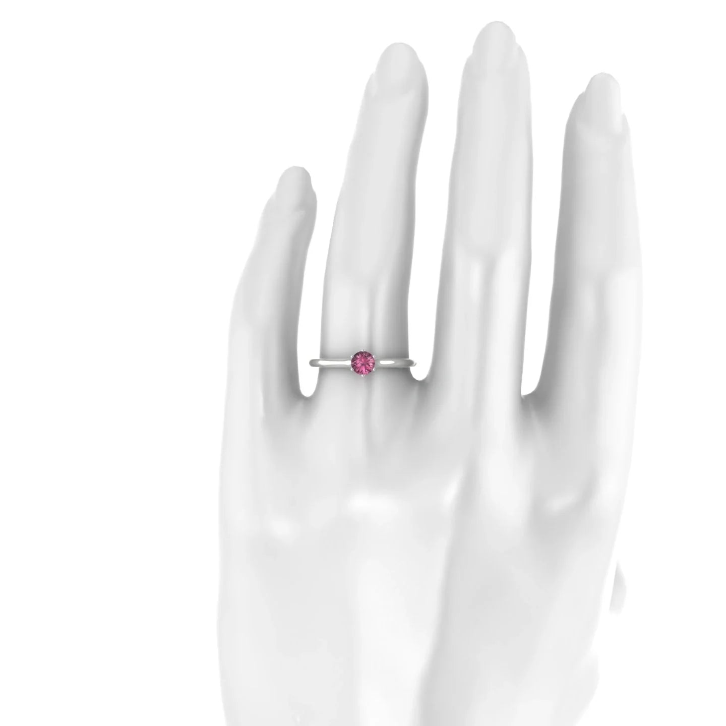 Ember | 18k White Gold 4.5 mm Round Rhodolite Ring