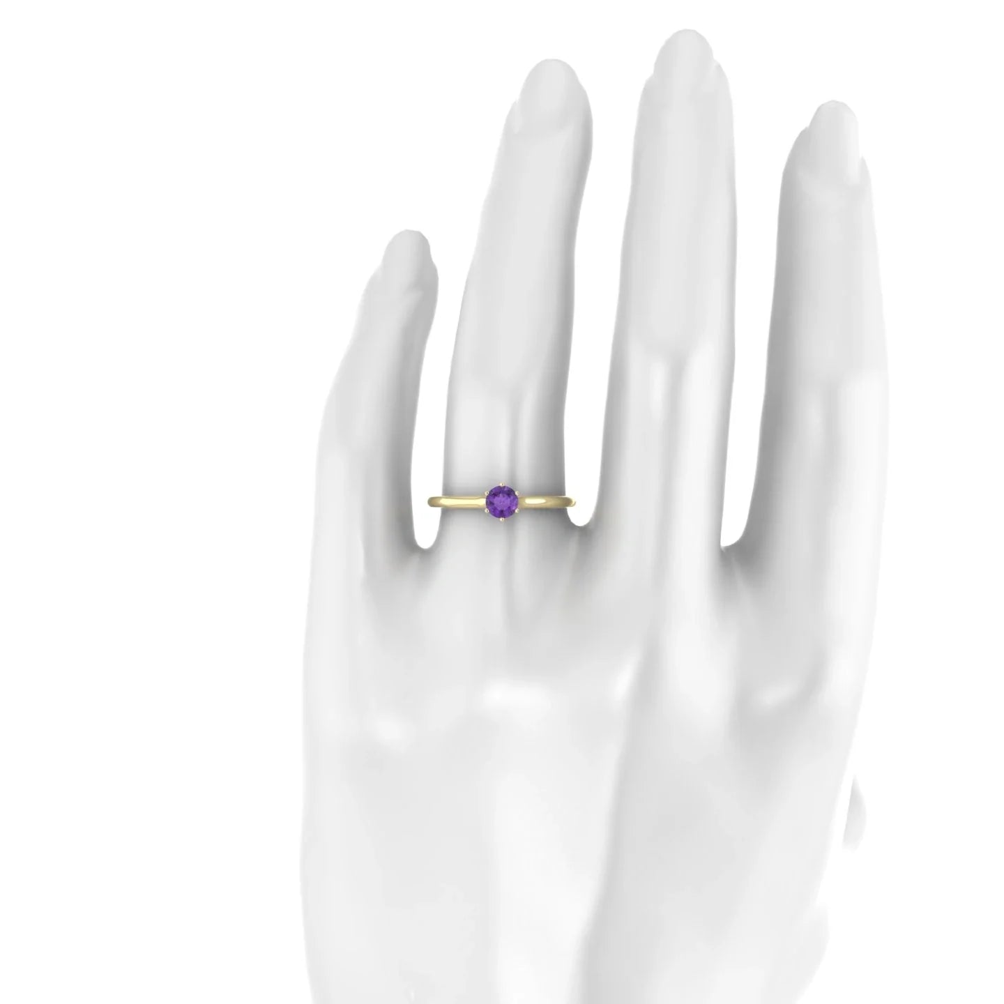 Ember | 18k Yellow Gold 4.5 mm Round Amethyst Ring