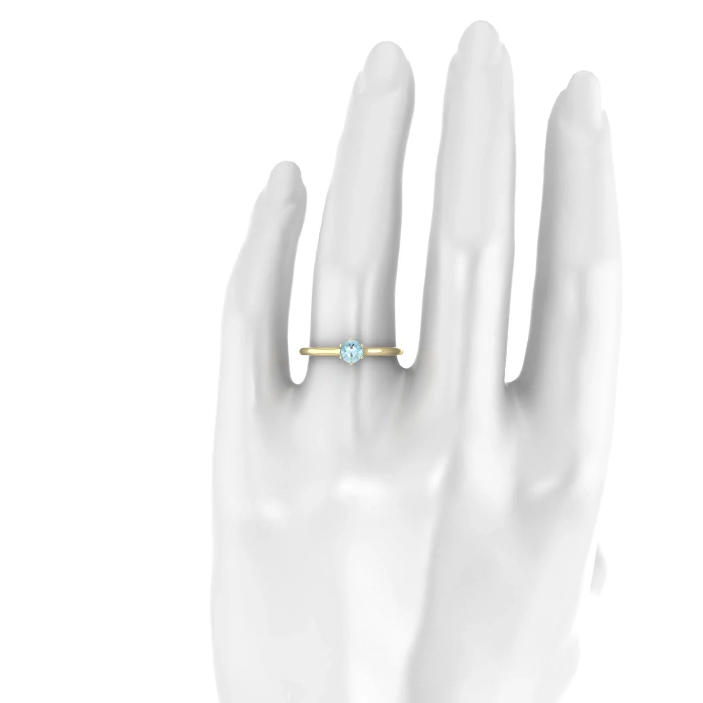 Ember | 18k Yellow Gold 4.5 mm Round Aquamarine Ring