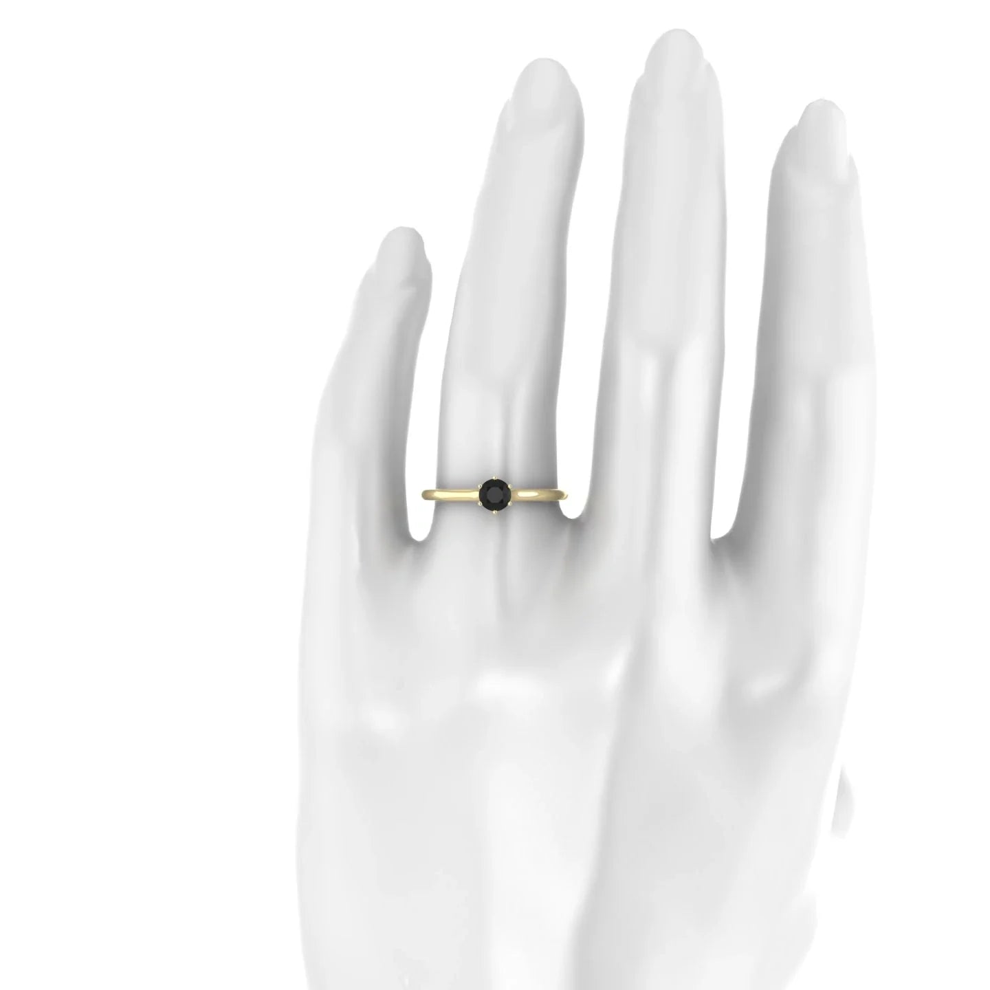 Ember | 18k Yellow Gold 4.5 mm Round Black Diamond Ring