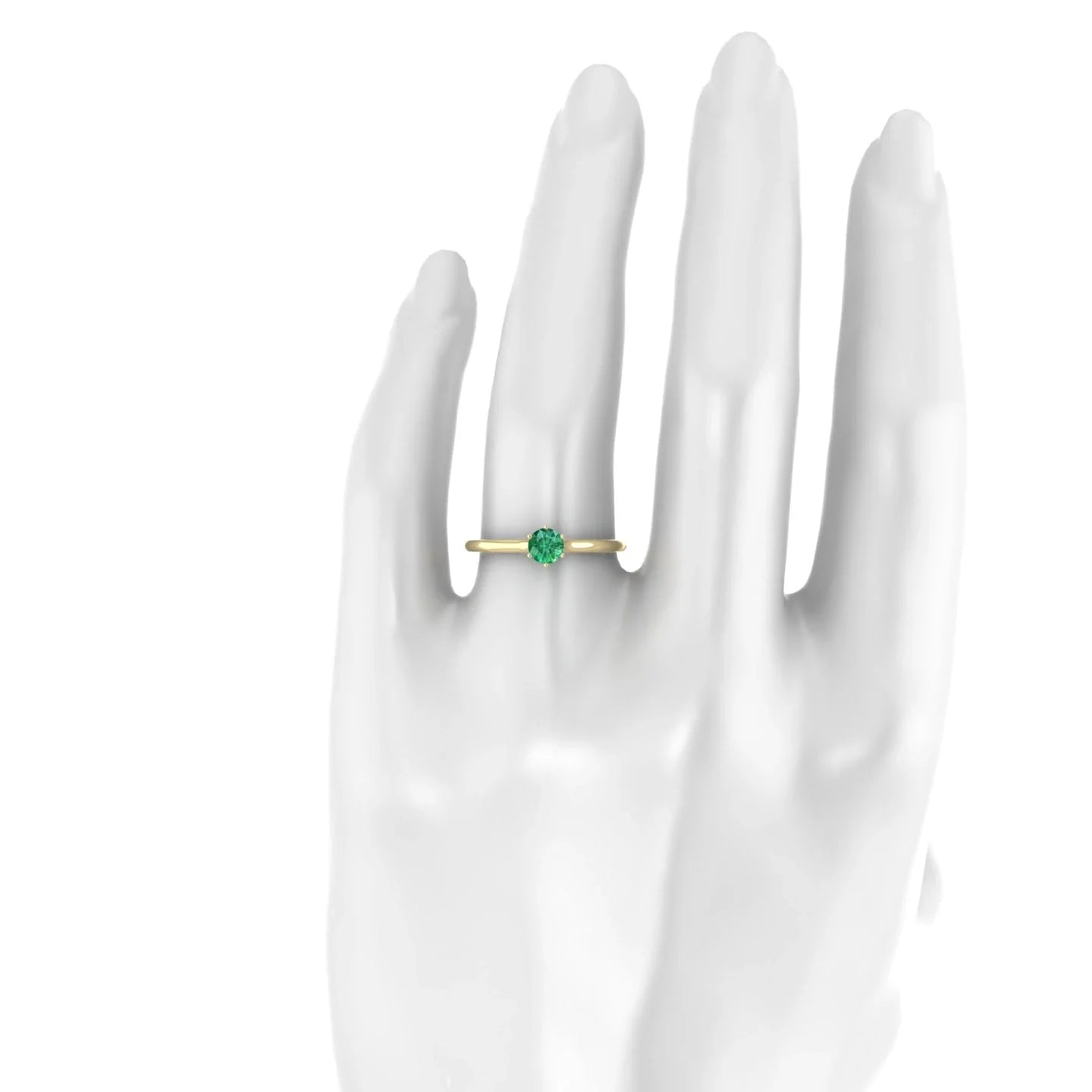 Ember | 18k Yellow Gold 4.5 mm Round Emerald Ring