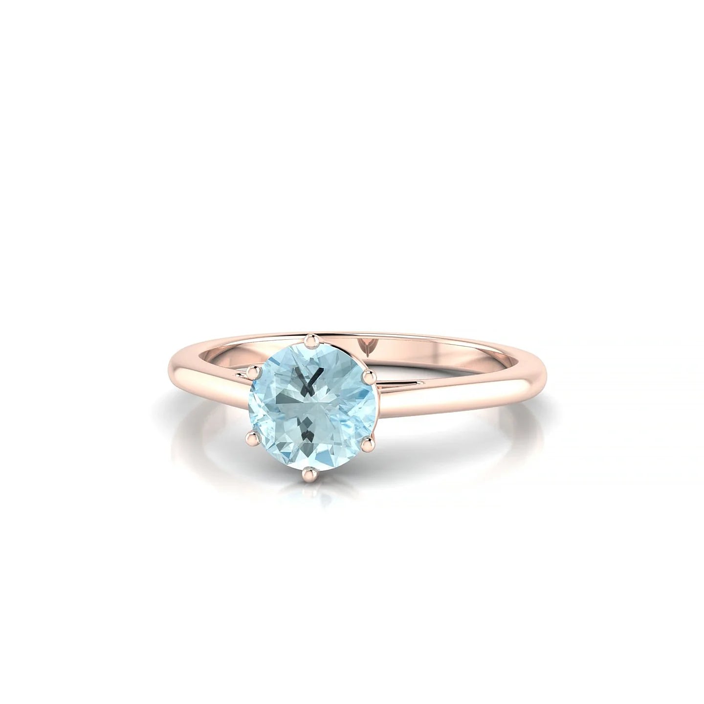 Ember | 18k Rose Gold 6 mm Round Aquamarine Ring
