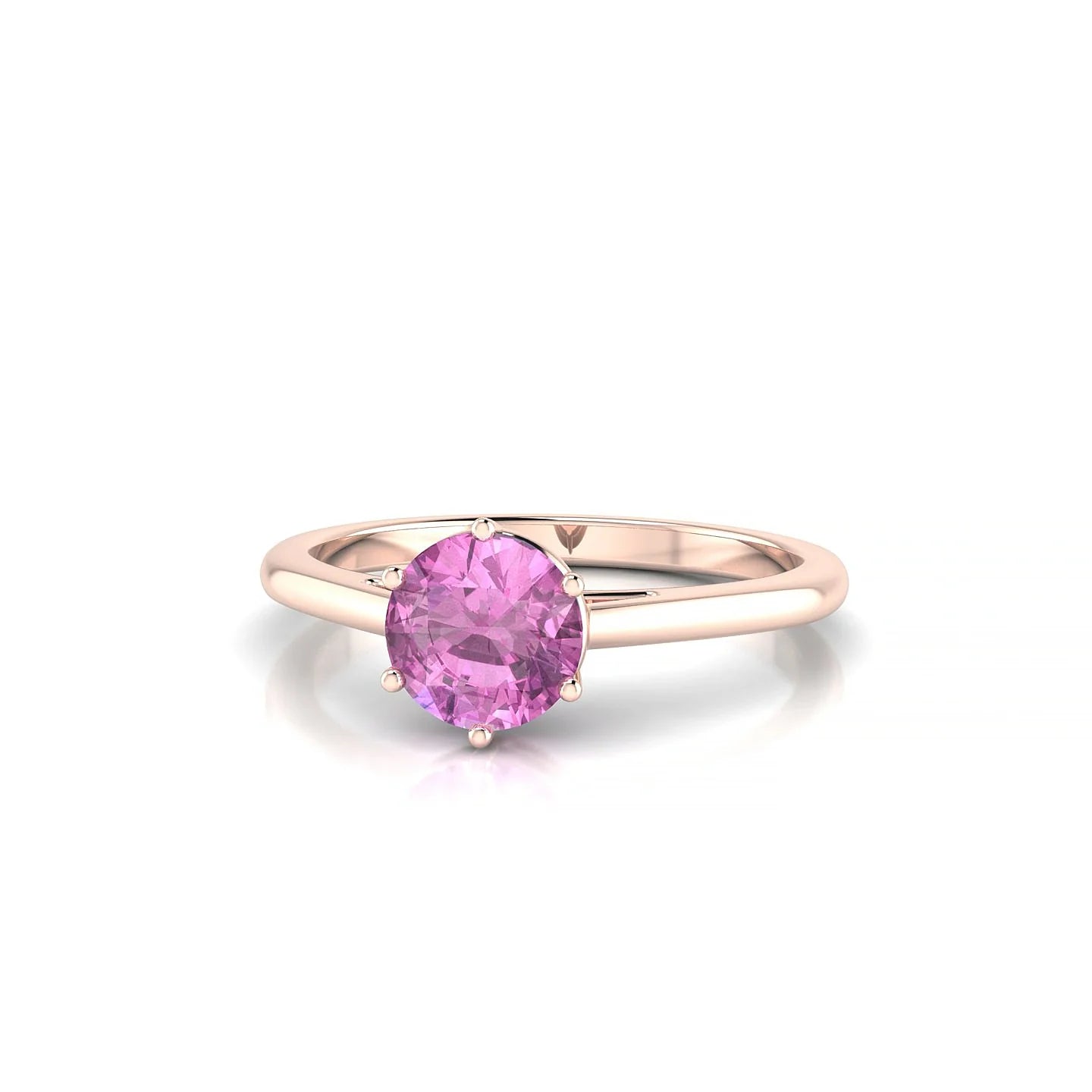 Ember | 18k Rose Gold 6 mm Round Pink Sapphire Ring