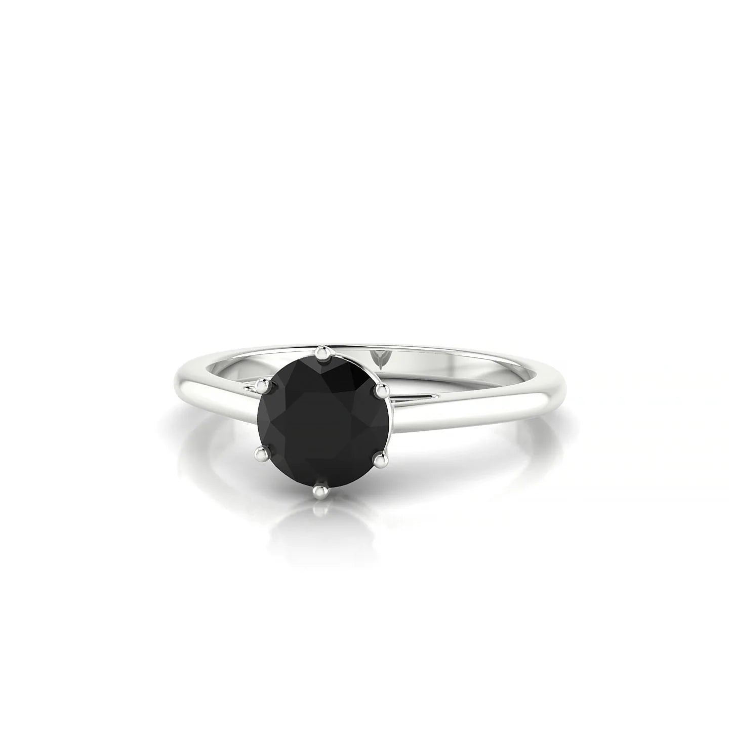 Ember | 18k White Gold 6 mm Round Black Diamond Ring
