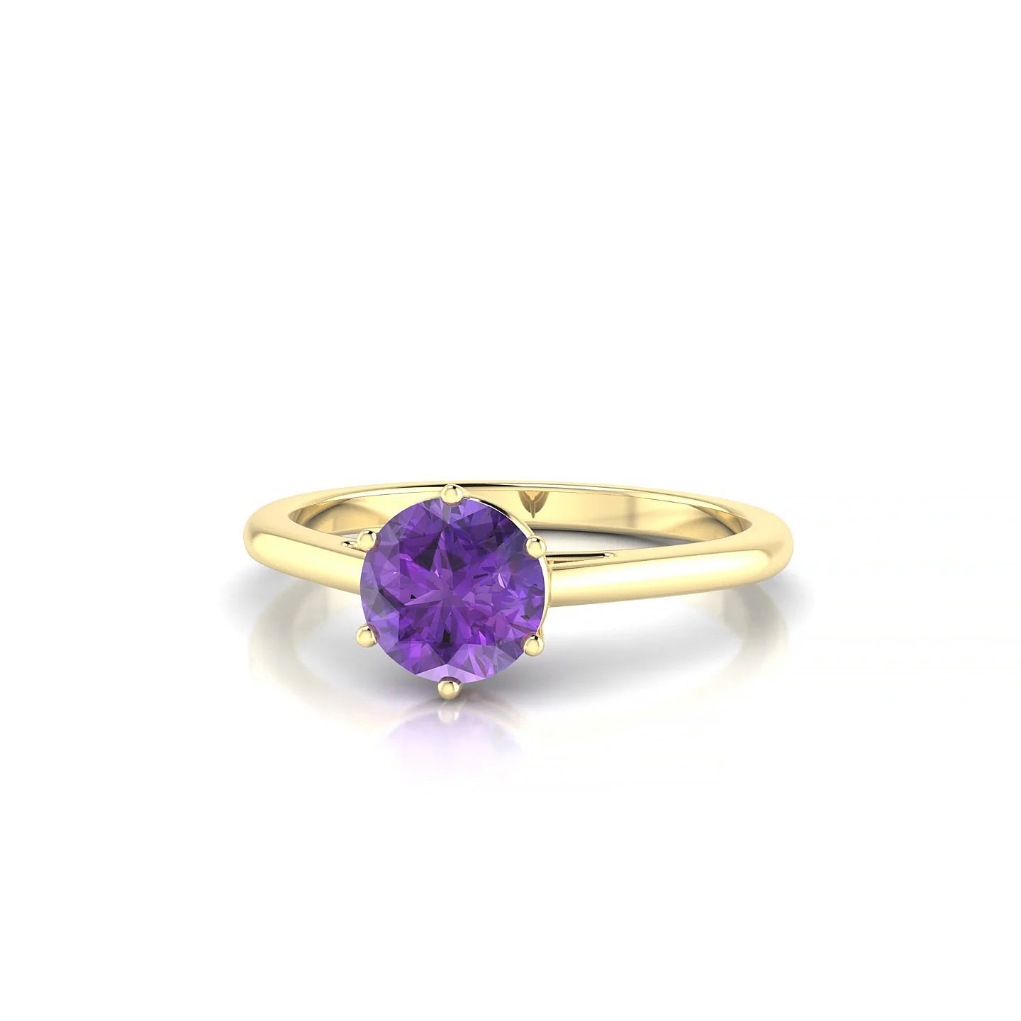 Ember | 18k Yellow Gold 6 mm Round Amethyst Ring