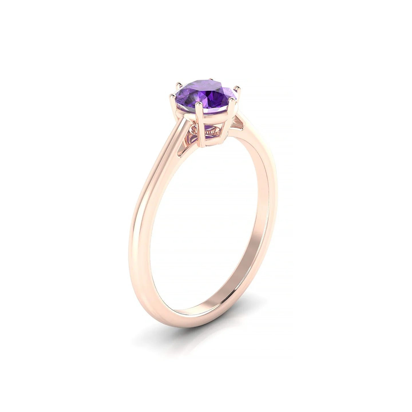Ember | 18k Rose Gold 6 mm Round Amethyst Ring