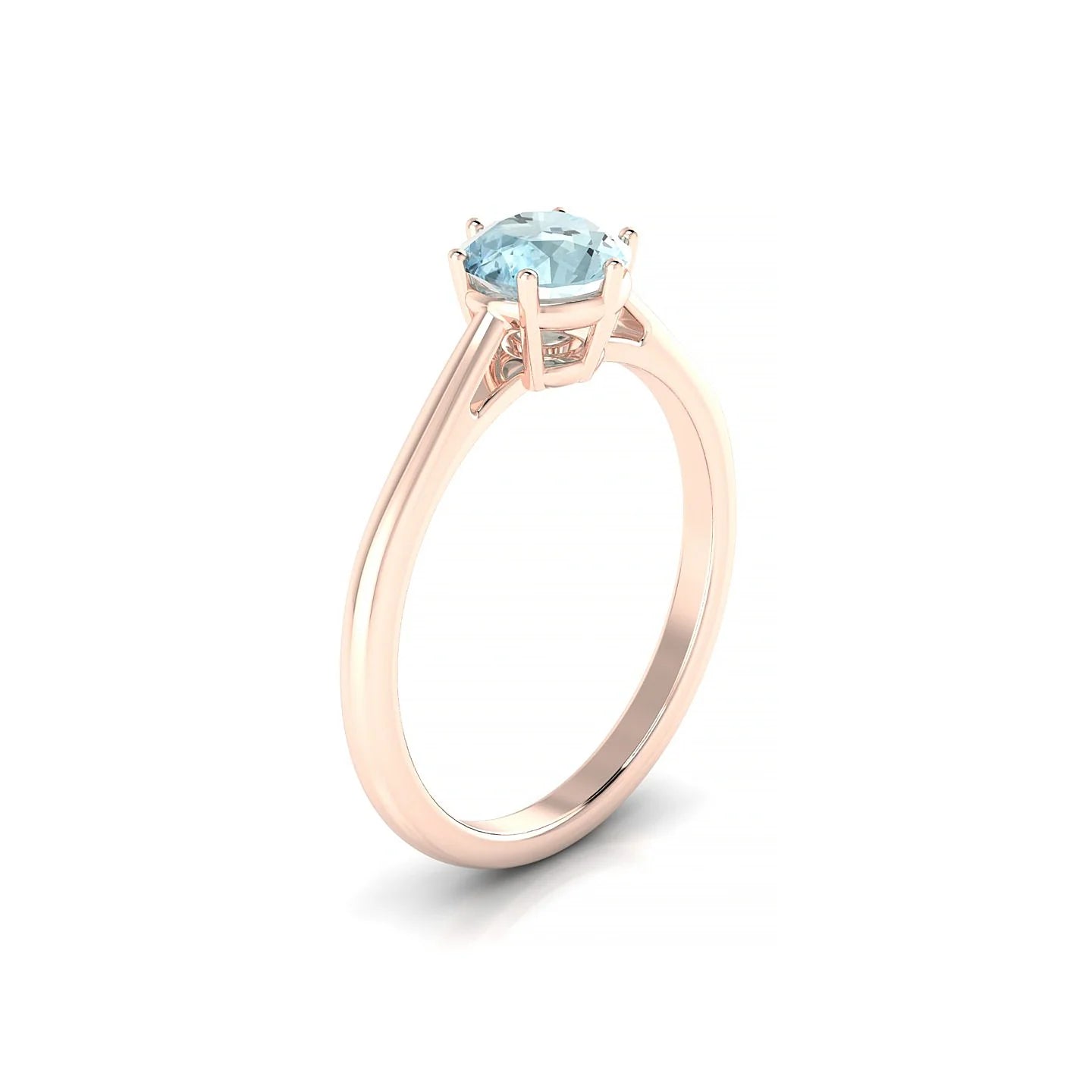 Ember | 18k Rose Gold 6 mm Round Aquamarine Ring