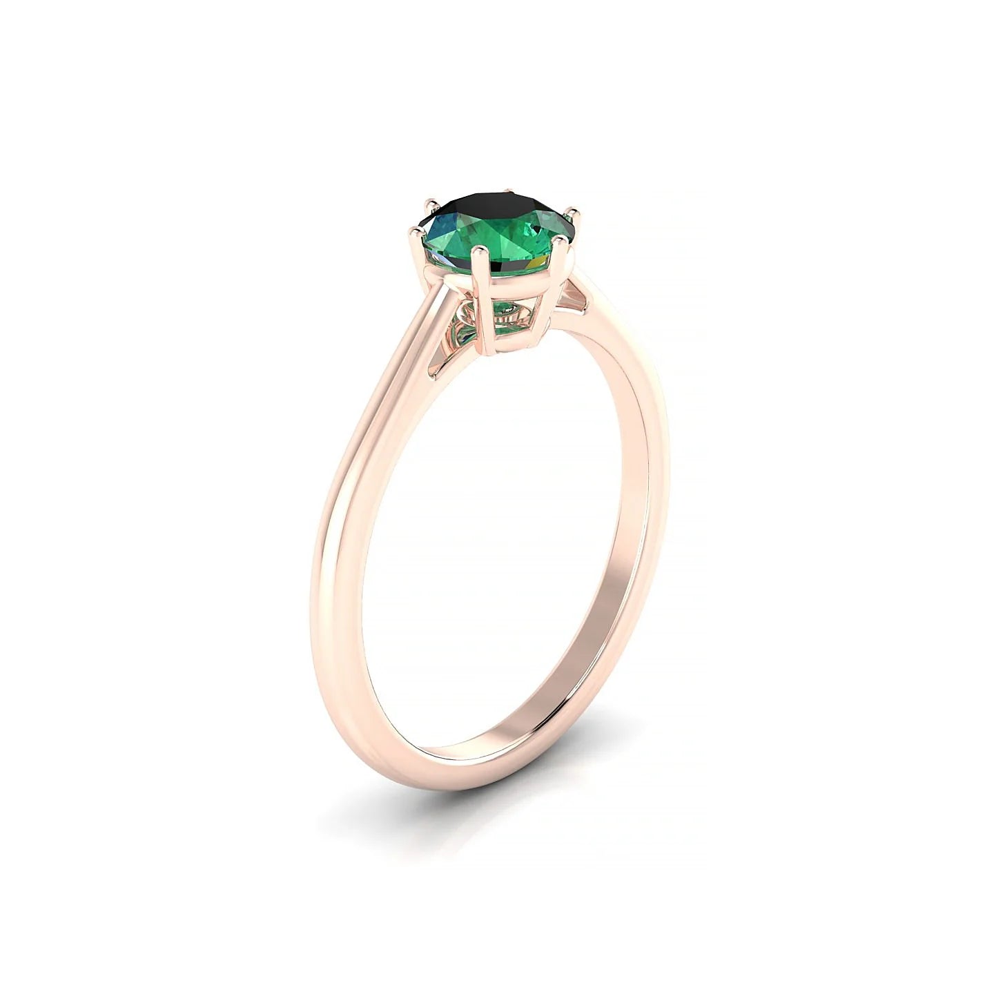 Ember | 18k Rose Gold 6 mm Round Emerald Ring