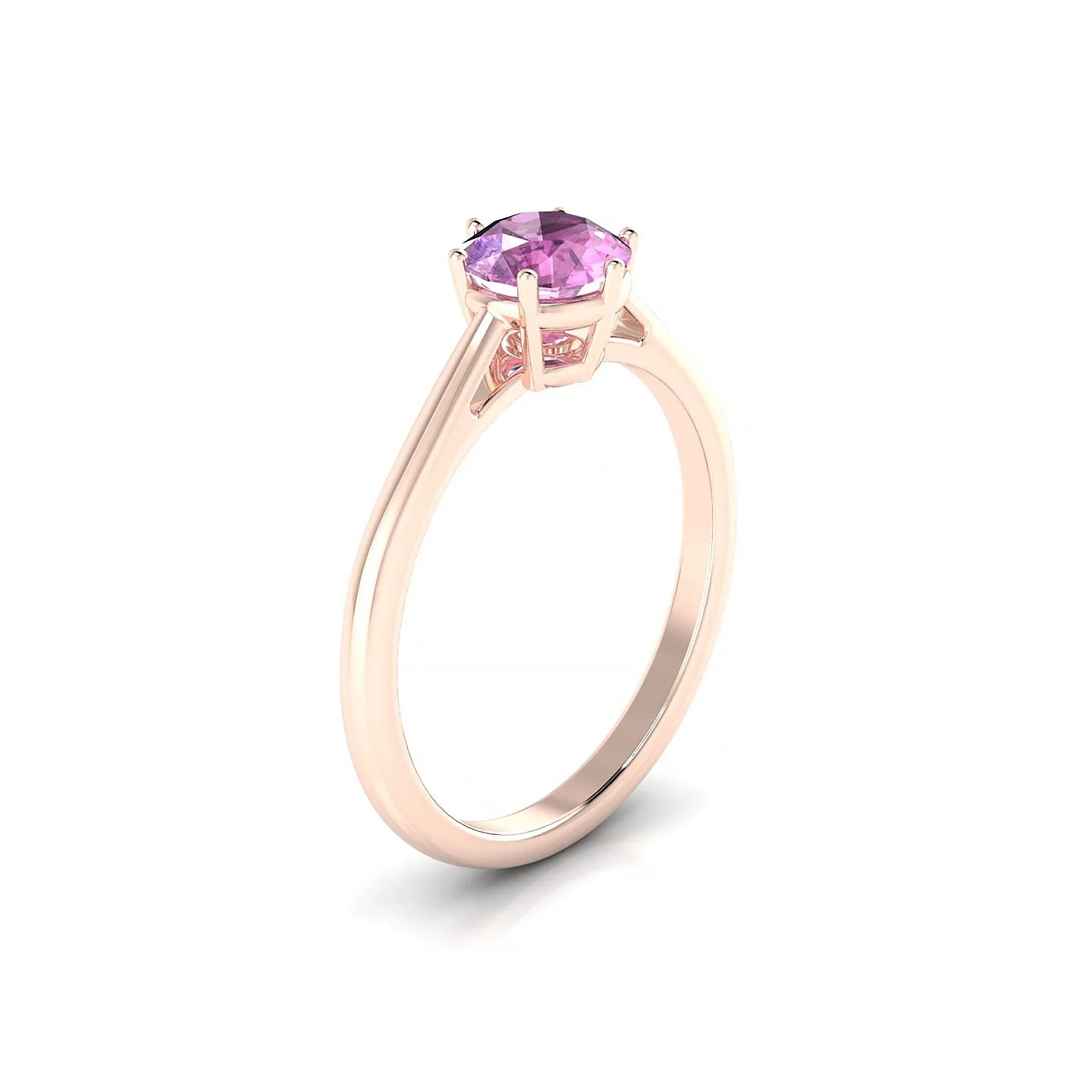 Ember | 18k Rose Gold 6 mm Round Pink Sapphire Ring