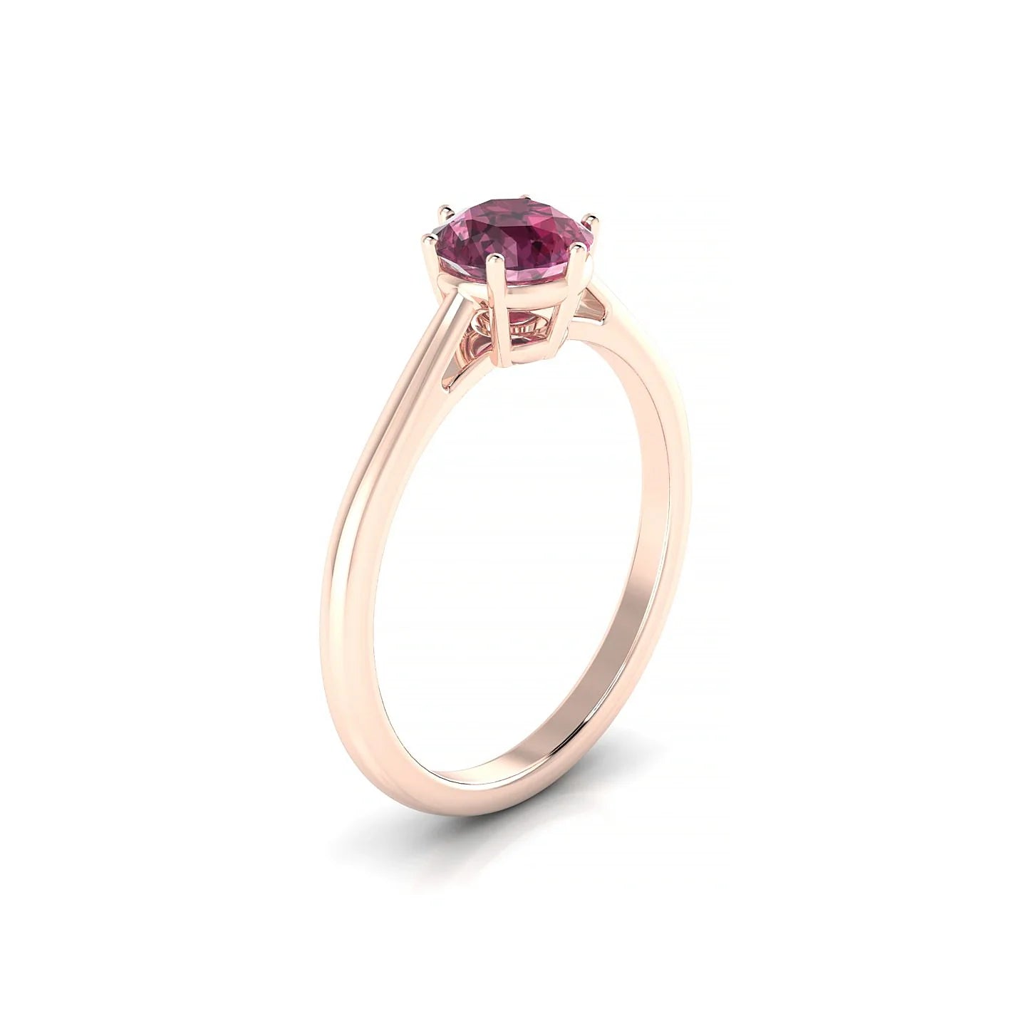 Ember | 18k Rose Gold 6 mm Round Rhodolite Ring