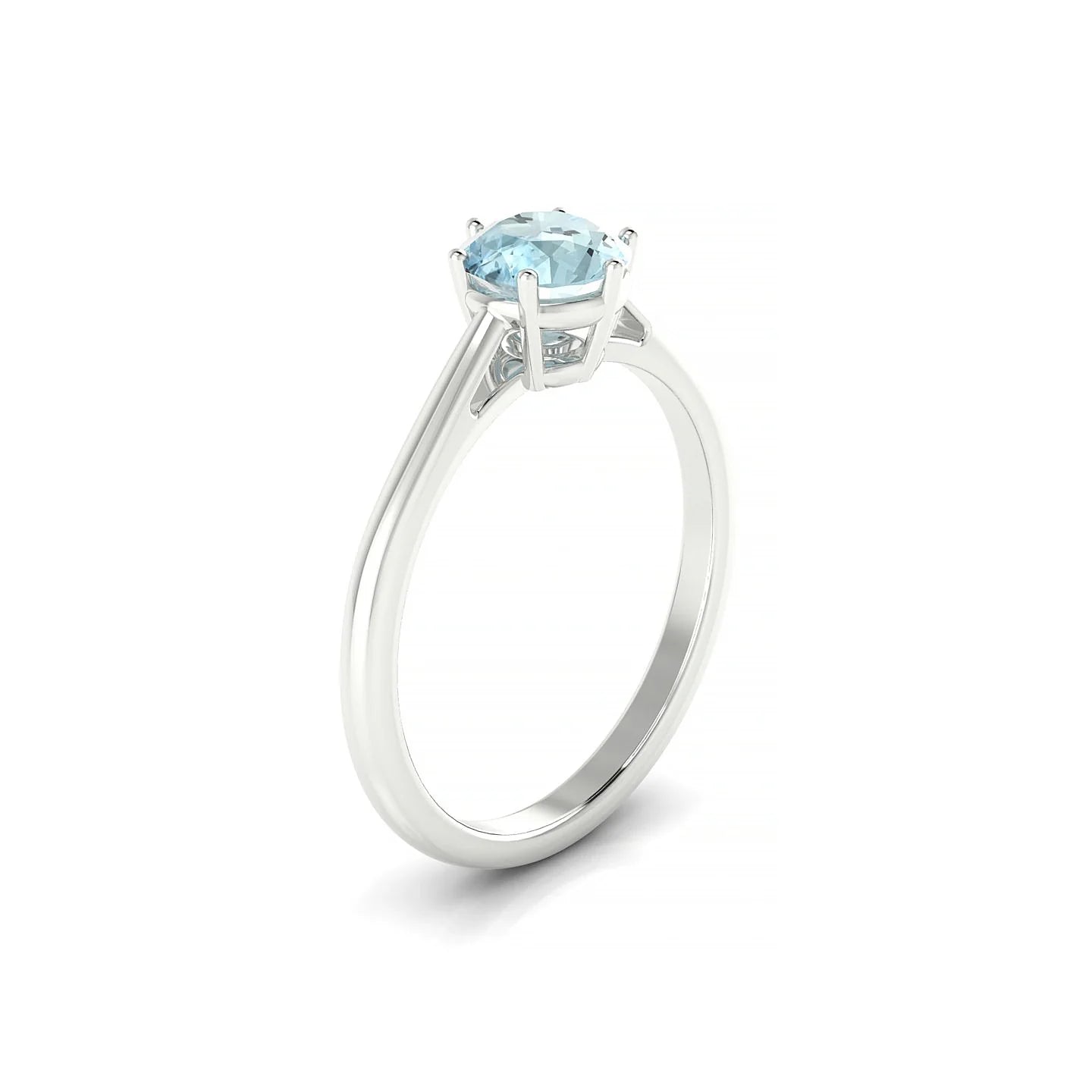 Ember | 18k White Gold 6 mm Round Aquamarine Ring