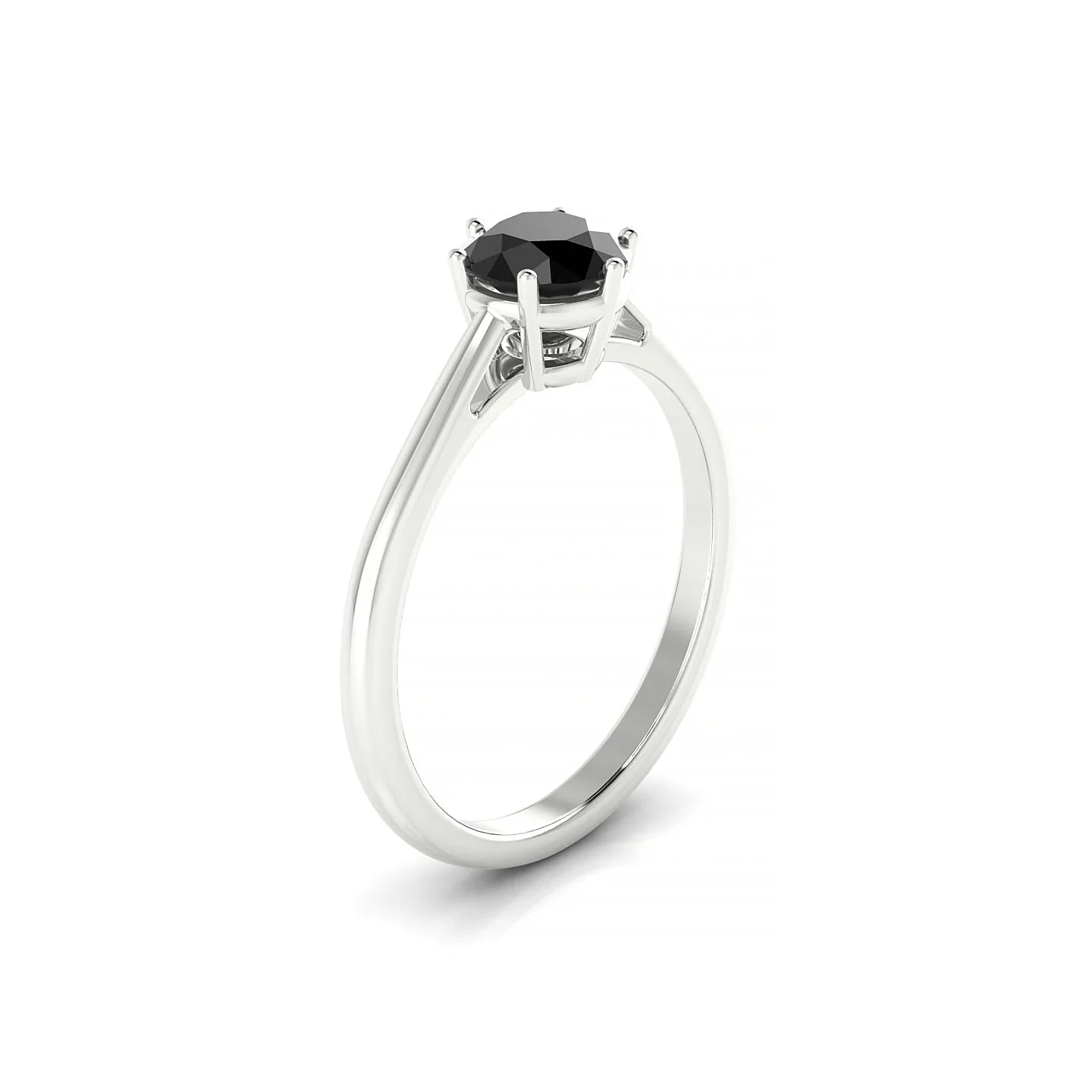 Ember | 18k White Gold 6 mm Round Black Diamond Ring