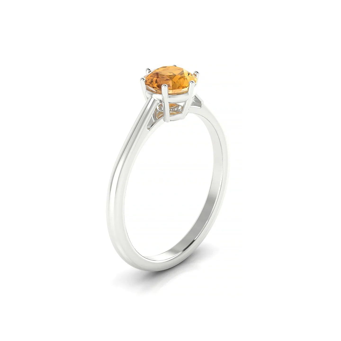 Ember | 18k White Gold 6 mm Round Citrine Ring