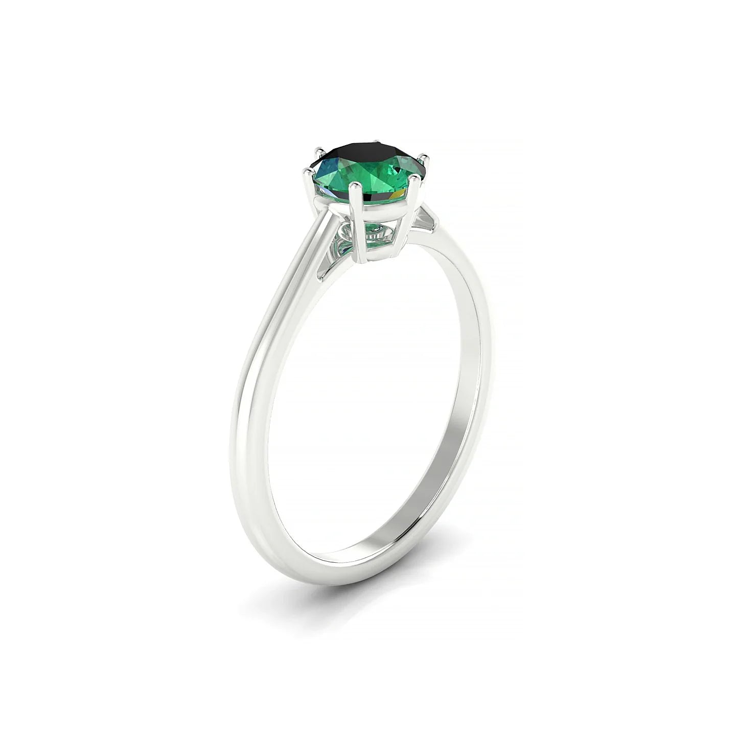 Ember | 18k White Gold 6 mm Round Emerald Ring