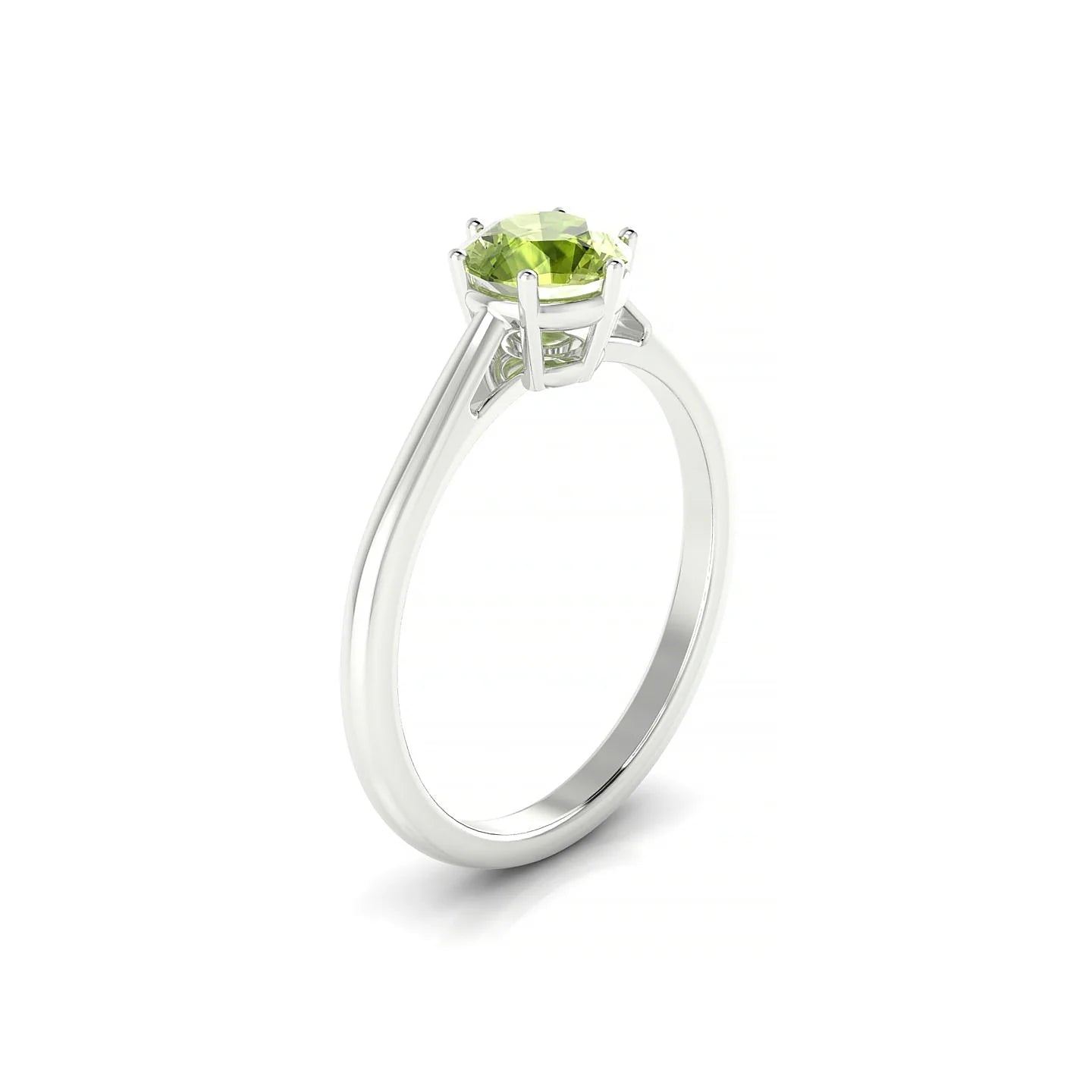Ember | 18k White Gold 6 mm Round Peridot Ring
