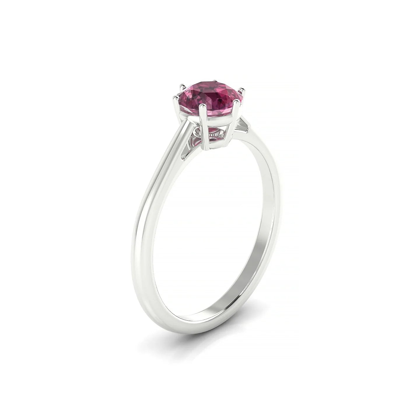 Ember | 18k White Gold 6 mm Round Rhodolite Ring