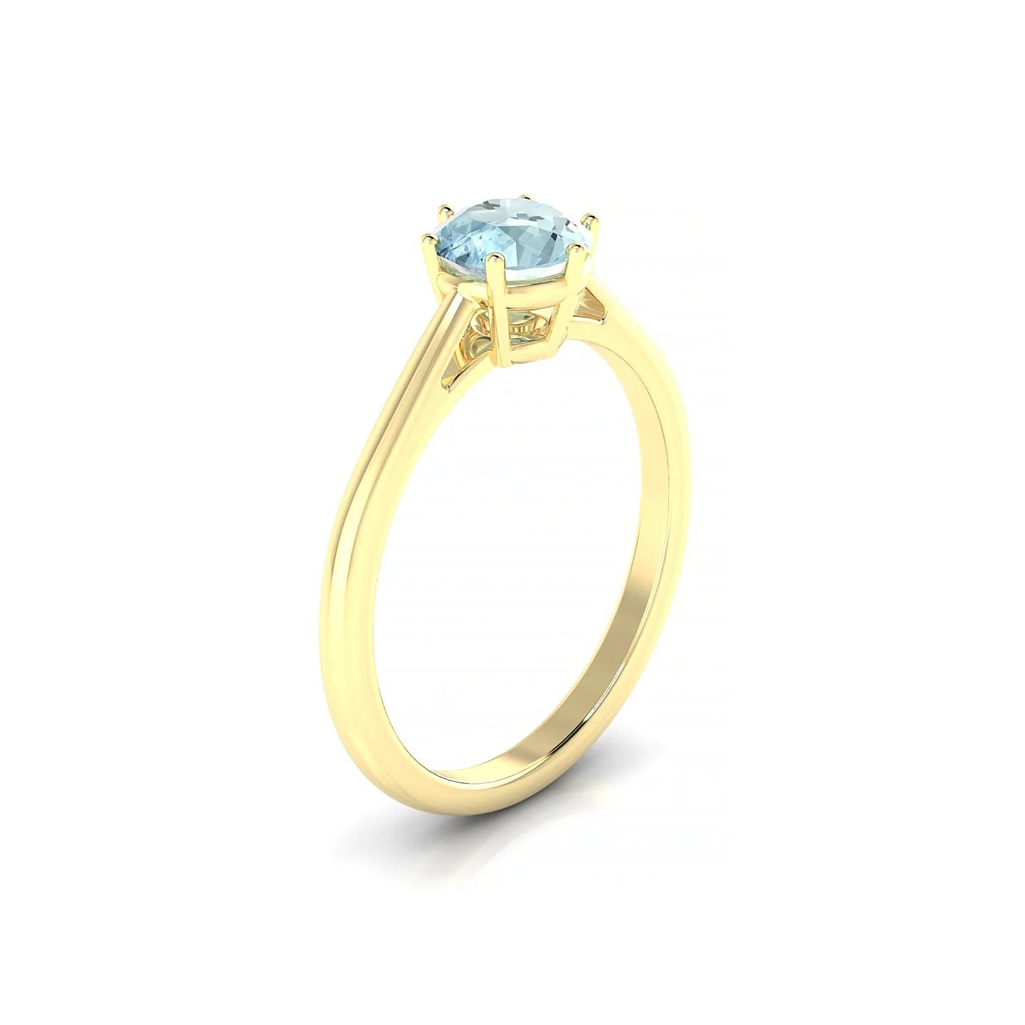 Ember | 18k Yellow Gold 6 mm Round Aquamarine Ring